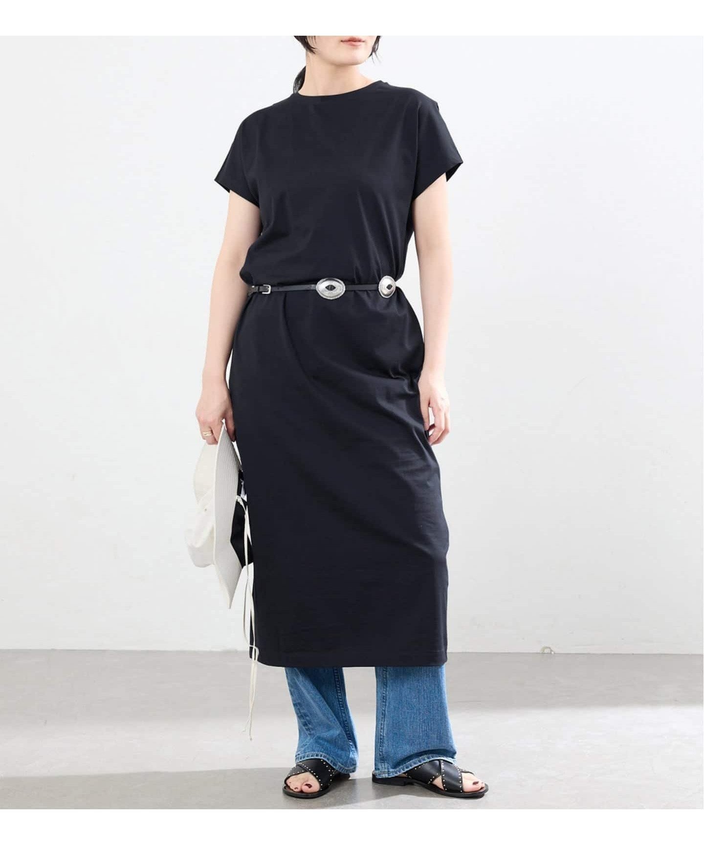 【イエナ/IENA】のATON/エイトン SUVIN 60/2 CAP SLEEVE DRESS ワンピース インテリア・キッズ・メンズ・レディースファッション・服の通販 founy(ファウニー) 　ファッション　Fashion　レディースファッション　Fashion for Women　ワンピース　Dresses　フォーマル・パーティードレス・結婚式用ドレス　Elegant & Casual Dresses　ネイビー|ID: prp329100004980321 ipo3291000000037317660