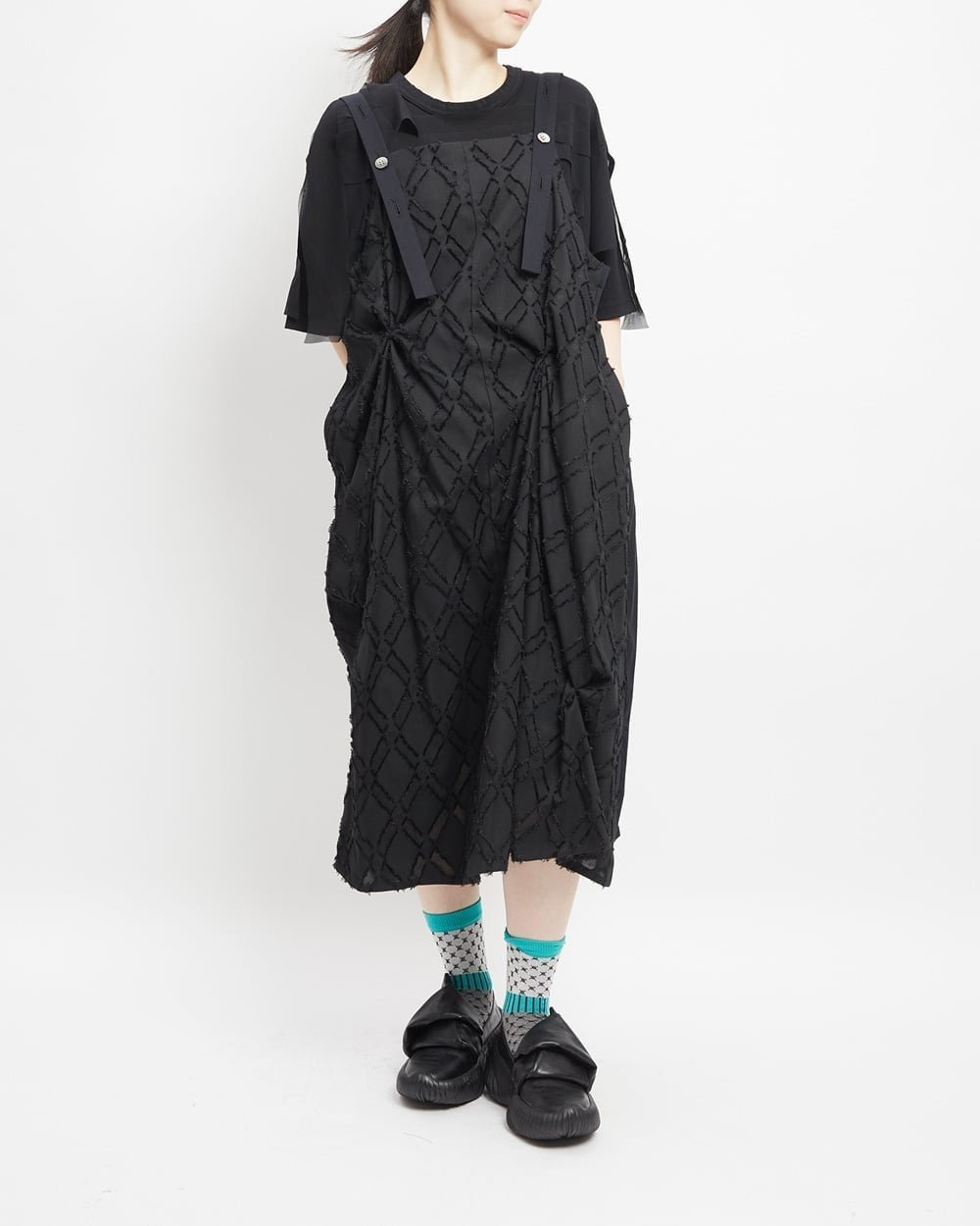 【ゴム/gomme】のオクタゴンジャンパースカート インテリア・キッズ・メンズ・レディースファッション・服の通販 founy(ファウニー) 　ファッション　Fashion　レディースファッション　Fashion for Women　スカート　Skirts　インナー　Innerwear　カーディガン　Cardigan, Knitwear　ダイヤモンド　Diamond, Brilliant Cut　テレコ　Ribbed, Rib Stitch　ノースリーブ　Sleeveless, No-Sleeve　バランス　Balance, Style Balance　フォルム　Silhouette, Form　ポケット　Pocket, Pocket Detail　夏　Summer　春　Spring　S/S・春夏　SS, Spring/Summer, Warm Season　無地　Plain, Solid Color　黒|ID: prp329100004980327 ipo3291000000037317676