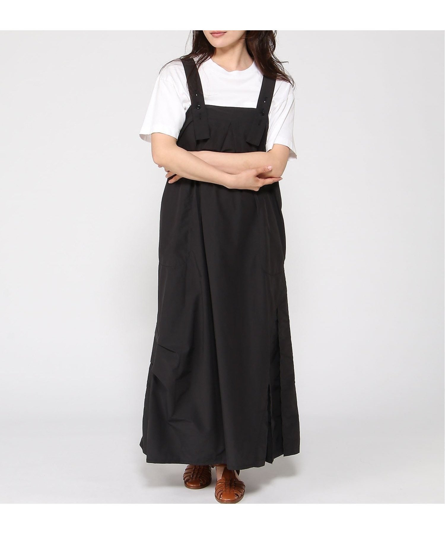 【フラボア/FRAPBOIS】のペーパータイプ ジャンパースカート インテリア・キッズ・メンズ・レディースファッション・服の通販 founy(ファウニー) 　ファッション　Fashion　レディースファッション　Fashion for Women　スカート　Skirts　コレクション　Collection, Seasonal Line　プリーツ　Pleats, Pleated　ペーパー　Paper, Kraft Paper　ポケット　Pocket, Pocket Detail　メンズ　Men's, Menswear　リラックス　Relax, Relaxed Fit　ブラック|ID: prp329100004980331 ipo3291000000037317686
