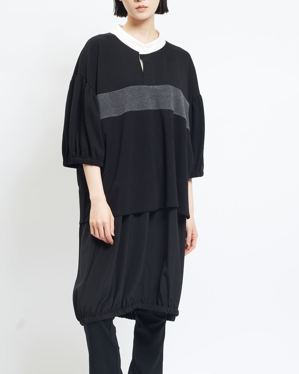 【ゴム/gomme】のポロカットワンピース インテリア・キッズ・メンズ・レディースファッション・服の通販 founy(ファウニー) 　ファッション　Fashion　レディースファッション　Fashion for Women　ワンピース　Dresses　スリット　Slit, Slit Detail　バランス　Balance, Style Balance　ポケット　Pocket, Pocket Detail　ポロシャツ　Polo Shirt, Collared Tee　黒|ID: prp329100004980360 ipo3291000000037317787