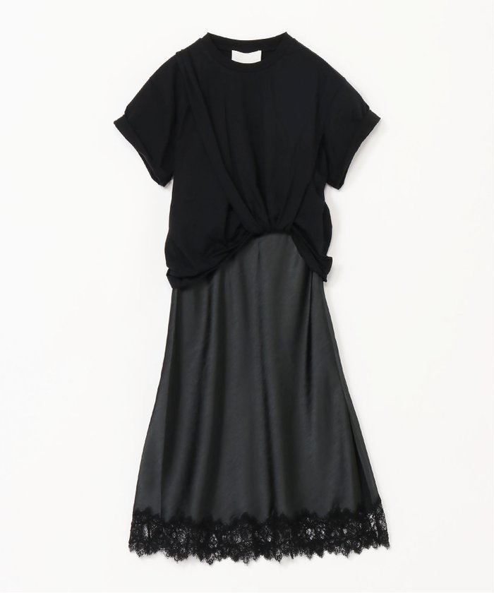 【スリーワン フィリップリム/3.1 Phillip Lim】のドレープ Tシャツコンボ ドレス インテリア・キッズ・メンズ・レディースファッション・服の通販 founy(ファウニー) https://founy.com/ ファッション Fashion レディースファッション Fashion for Women トップス・カットソー Cut & Sew Tops シャツ・ブラウス・オフィスカジュアル Elegant Blouses & Button-Ups ロングTシャツ・Tシャツ Longline T-Shirts & Tees ワンピース Dresses フォーマル・パーティードレス・結婚式用ドレス Elegant & Casual Dresses ドレス Dress, One-Piece ドレープ Drape, Draping Fabric リラックス Relax, Relaxed Fit レース Lace, Lace Fabric エレガント 上品 Elegant |ID: prp329100004980383 ipo3291000000037317877