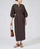 【ヴェルメイユ パー イエナ/VERMEIL par iena】の《一部WEB限定 》FLAXASA jewel ox ウエストシェイプワンピース 大人の最旬トレンドファッション＆コーディネート founy(ファウニー) ファッション Fashion レディースファッション Fashion for Women ワンピース Dresses サンダル Sandals, Summer Shoes ストレッチ Stretch, Stretchy Fabric スリーブ Sleeve, Long Sleeve / Short Sleeve バランス Balance, Style Balance フォルム Silhouette, Form フラット Flat, Flat Shoes 夏 Summer thumbnail ブラウン|ID: prp329100004980391 ipo3291000000037317904