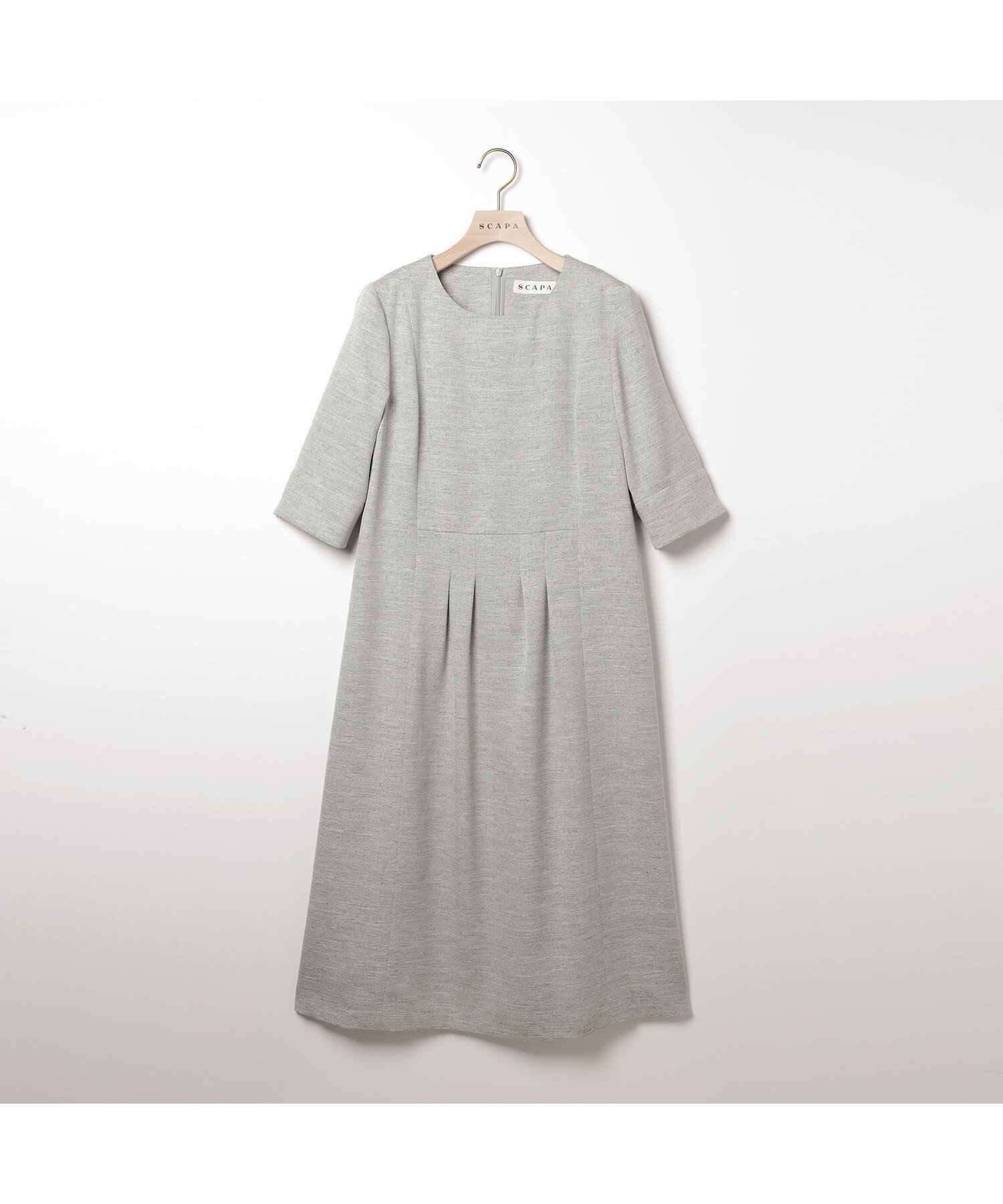 【スキャパ/SCAPA】のドライツイルワンピース インテリア・キッズ・メンズ・レディースファッション・服の通販 founy(ファウニー) 　ファッション　Fashion　レディースファッション　Fashion for Women　ワンピース　Dresses　アクセサリー　Fashion Accessories　エレガント 上品　Elegant　ツイル　Twist, Twisted Detail　フロント　Front, Front Design　ライトグレー|ID: prp329100004980421 ipo3291000000037318016