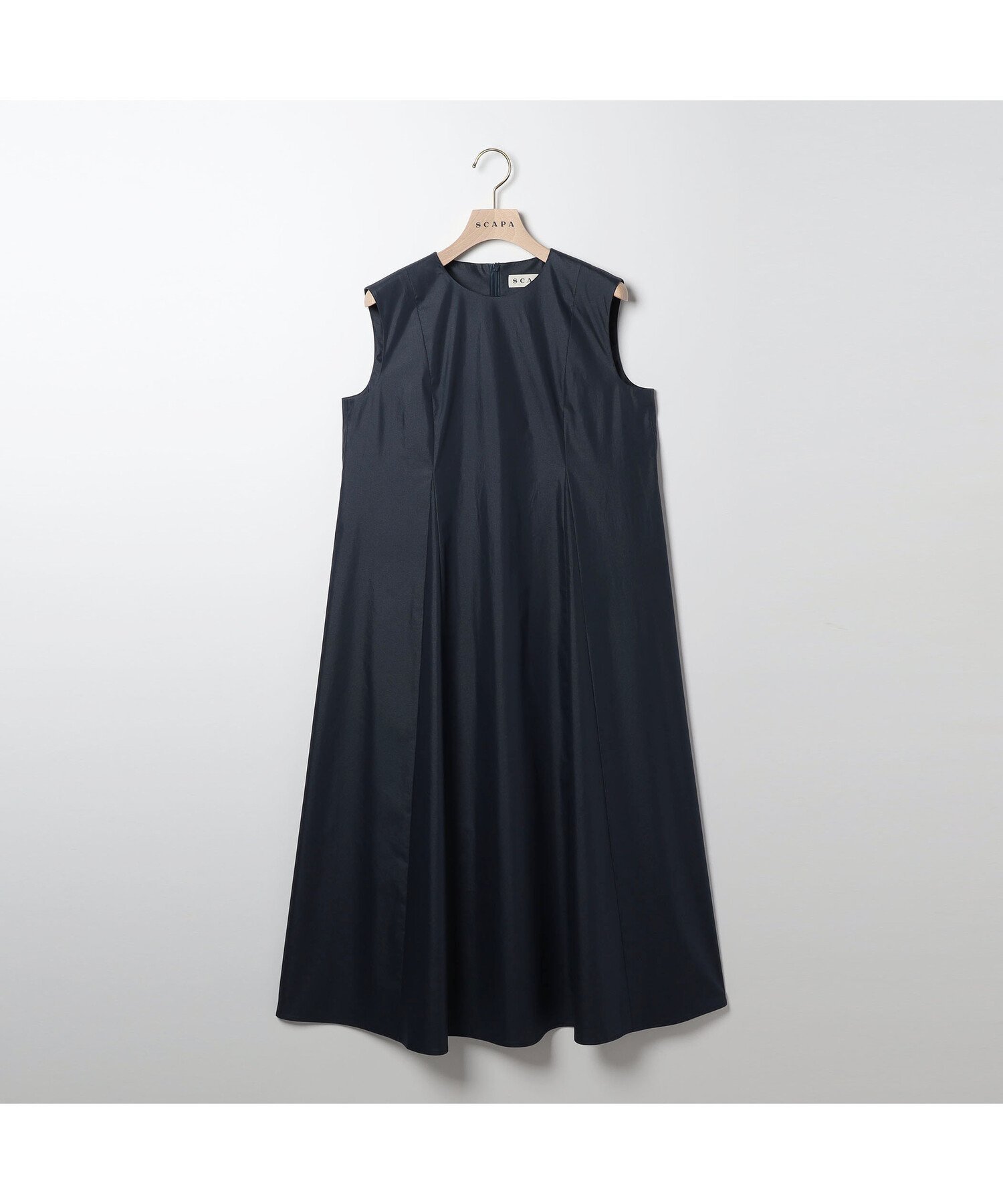 【スキャパ/SCAPA】のクリアタイプライターワンピース インテリア・キッズ・メンズ・レディースファッション・服の通販 founy(ファウニー) 　ファッション　Fashion　レディースファッション　Fashion for Women　ワンピース　Dresses　シンプル　Simple, Minimal　ノースリーブ　Sleeveless, No-Sleeve　フレア　Flare, Flared　無地　Plain, Solid Color　ネイビー|ID: prp329100004980423 ipo3291000000037318020