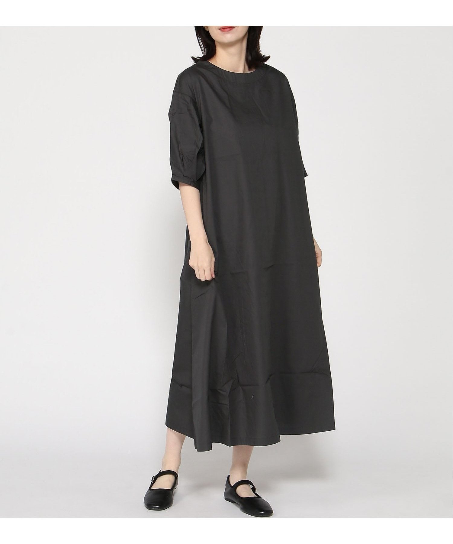 【その他のブランド/Other】の半袖OP インテリア・キッズ・メンズ・レディースファッション・服の通販 founy(ファウニー) 　ファッション　Fashion　レディースファッション　Fashion for Women　トップス・カットソー　Cut & Sew Tops　タイプライター　Typewriter Fabric, Crisp Cotton　フレア　Flare, Flared　半袖　Short Sleeve, Half Sleeve　チャコール|ID: prp329100004980444 ipo3291000000037318083