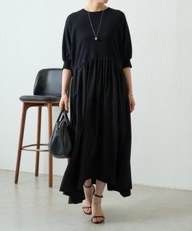 【ビアズリー/BEARDSLEY】のニットコンビギャザーワンピ 大人の最旬トレンドファッション＆コーディネート founy(ファウニー) ファッション Fashion レディースファッション Fashion for Women ワンピース Dresses ギャザー Gathered, Ruffled コンビ Combo, Combination Style バランス Balance, Style Balance ベーシック Basic, Essential ポケット Pocket, Pocket Detail 再入荷 Restock / Back in Stock |ID:prp329100004980447