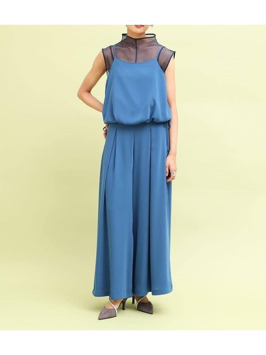 【ヴァン/Vin】のシアードッキングキャミソール×パンツセットアップ インテリア・キッズ・メンズ・レディースファッション・服の通販 founy(ファウニー) 　ファッション　Fashion　レディースファッション　Fashion for Women　セットアップ　Matching Sets　レディースパンツ・ボトムス　Pants & Trousers / Bottoms　おすすめ　Recommended / Our Picks　インナー　Innerwear　キャミソール　Camisole, Spaghetti Strap Top　シアー　Sheer, See-Through　セットアップ　Set-Up, Coordinated Outfit　セパレート　Separate, Two-Piece　セレモニー　Ceremony　フォルム　Silhouette, Form　ワイド　Wide, Wide Fit　結婚式　Wedding　ブルー|ID: prp329100004980455 ipo3291000000037318115