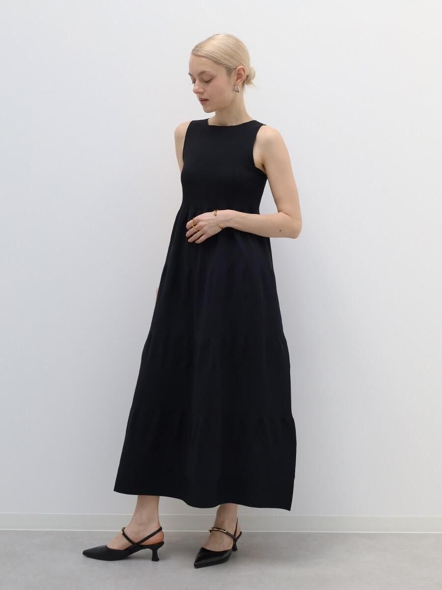 【ラシュッド/LASUD】のリブ切替ニットワンピース インテリア・キッズ・メンズ・レディースファッション・服の通販 founy(ファウニー) 　ファッション　Fashion　レディースファッション　Fashion for Women　ワンピース　Dresses　ニットワンピース　Knit Dresses　アクセサリー　Fashion Accessories　切替　Switching, Contrast Panel　軽量　Lightweight, Ultra Light　シューズ　Shoes, Footwear　シンプル　Simple, Minimal　フォルム　Silhouette, Form　フォーマル　Formal, Dressy　ホールガーメント　WholeGarment, Seamless Knit　ブラック|ID: prp329100004980465 ipo3291000000037318141