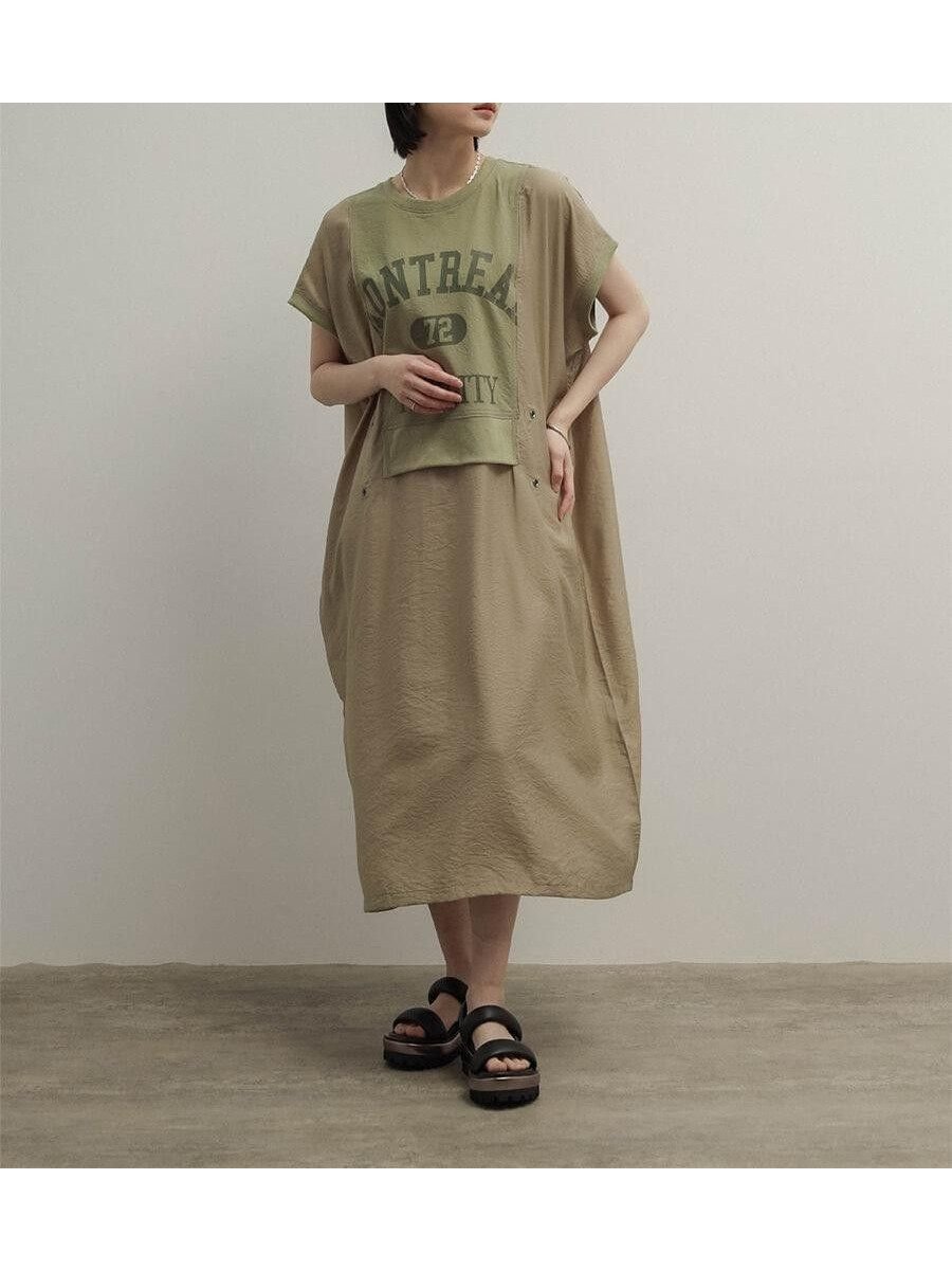 【ラシュッド/LASUD】の異素材ドッキングロゴ2wayワンピース 大人の最旬トレンドファッション＆コーディネート founy(ファウニー) 　ファッション　Fashion　レディースファッション　Fashion for Women　ワンピース　Dresses　シアー　Sheer, See-Through　スウェット / スエット　Sweatshirt, Sweatwear　ドッキング　Docking, Mixed Material　フロント　Front, Front Design　ポケット　Pocket, Pocket Detail　リラックス　Relax, Relaxed Fit　軽量　Lightweight, Ultra Light　 other-1|ID: prp329100004980469 ipo3291000000037318148