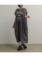 【ラシュッド/LASUD】の異素材ドッキングロゴ2wayワンピース 大人の最旬トレンドファッション＆コーディネート founy(ファウニー) ファッション Fashion レディースファッション Fashion for Women ワンピース Dresses シアー Sheer, See-Through スウェット / スエット Sweatshirt, Sweatwear ドッキング Docking, Mixed Material フロント Front, Front Design ポケット Pocket, Pocket Detail リラックス Relax, Relaxed Fit 軽量 Lightweight, Ultra Light thumbnail チャコールグレー|ID: prp329100004980469 ipo3291000000037318150