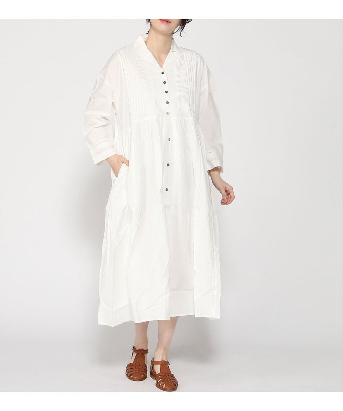 【ツチエ/TUTIE】のコットンキャンブリックピンタックワンピース インテリア・キッズ・メンズ・レディースファッション・服の通販 founy(ファウニー) https://founy.com/ ファッション Fashion レディースファッション Fashion for Women ワンピース Dresses インド Indian Textile ギャザー Gathered, Ruffled ロング Long, Long-Length 切替 Switching, Contrast Panel 羽織 Haori, Light Jacket 透かし Cut-Out, Lacework |ID: prp329100004980521 ipo3291000000037318327