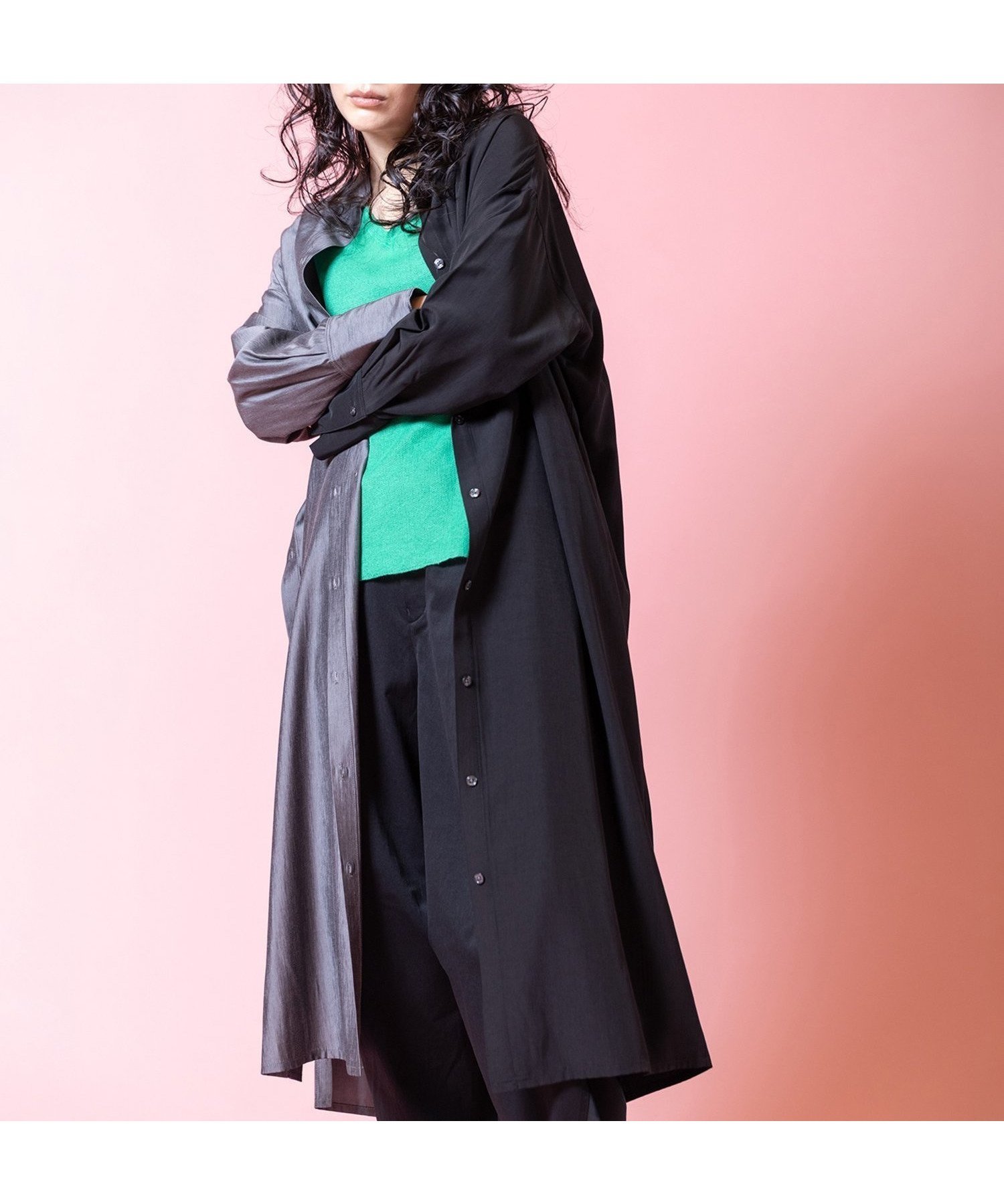 【オズモーシス/OSMOSIS】のバイカラーボタンアレンジワンピース インテリア・キッズ・メンズ・レディースファッション・服の通販 founy(ファウニー) 　ファッション　Fashion　レディースファッション　Fashion for Women　ワンピース　Dresses　スリット　Slit, Slit Detail　バランス　Balance, Style Balance　再入荷　Restock / Back in Stock　夏　Summer　S/S・春夏　SS, Spring/Summer, Warm Season　羽織　Haori, Light Jacket　BLACK|ID: prp329100004980551 ipo3291000000037318441