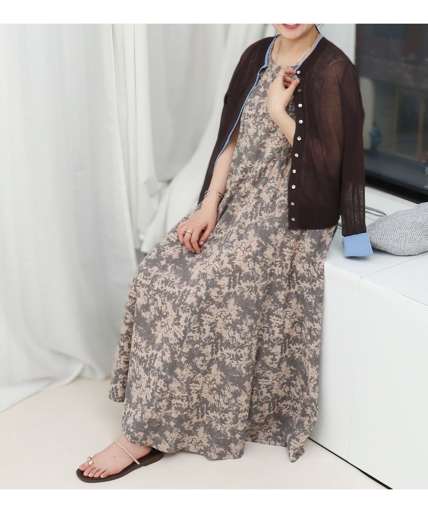【ノーリーズ/NOLLEY'S】の2WAYパネルワンピース インテリア・キッズ・メンズ・レディースファッション・服の通販 founy(ファウニー) 　ファッション　Fashion　レディースファッション　Fashion for Women　ワンピース　Dresses　インド　Indian Textile　ノースリーブ　Sleeveless, No-Sleeve　プリント　Print, Printed Pattern　ボタニカル　Botanical, Floral Pattern　ポケット　Pocket, Pocket Detail　ラウンド　Round, Round Neck　ロング　Long, Long-Length　アウトレット　Outlet / Clearance　おすすめ　Recommended / Our Picks　夏　Summer　旅行　Travel　エレガント 上品　Elegant　2026年　2026　2026春夏・S/S　Spring/Summer 2026 SS26　グレー系その他|ID: prp329100004980552 ipo3291000000037318443