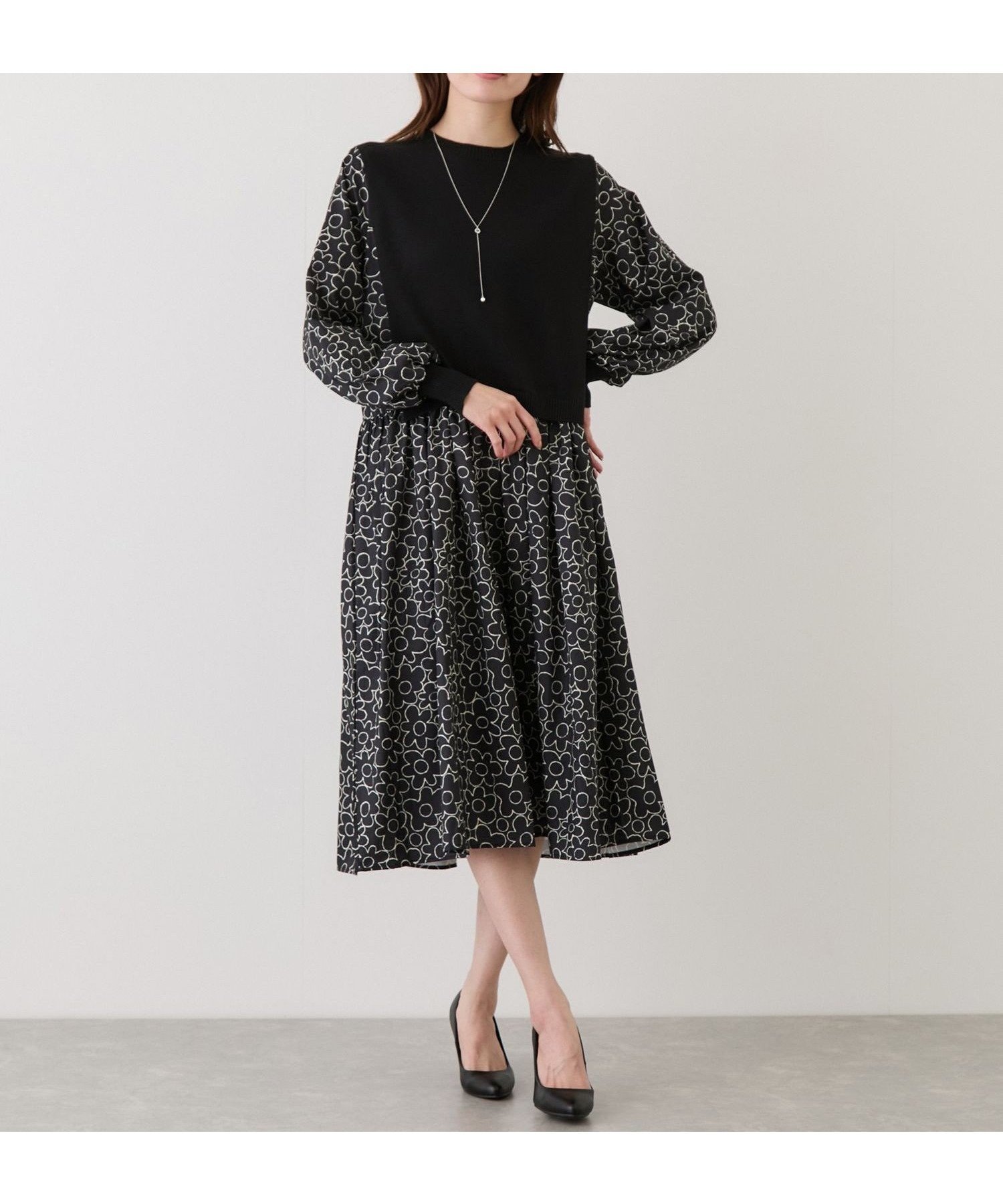 【ジャイロ/JAYRO】のカットドッキングワンピース インテリア・キッズ・メンズ・レディースファッション・服の通販 founy(ファウニー) 　ファッション　Fashion　レディースファッション　Fashion for Women　ワンピース　Dresses　オリエンタル　Oriental Pattern　ギャザー　Gathered, Ruffled　コンパクト　Compact, Small Size　切替　Switching, Contrast Panel　ショート　Short, Short Length　シンプル　Simple, Minimal　ドッキング　Docking, Mixed Material　バランス　Balance, Style Balance　フレア　Flare, Flared　プリント　Print, Printed Pattern　ポケット　Pocket, Pocket Detail　ミックス　Mix, Mixed Style　冬　Winter / This Winter　A/W・秋冬　Autumn/Winter　おすすめ　Recommended / Our Picks　ビジネス 仕事 通勤　Business / Work / Commuting　ブラック系(04)|ID: prp329100004980554 ipo3291000000037318451