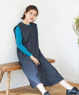 【メゾン ド サンク/Maison de CINQ】のセットアップ対応 デニムライクジャンパースカート 大人の最旬トレンドファッション＆コーディネート founy(ファウニー) ファッション Fashion レディースファッション Fashion for Women セットアップ Matching Sets スカート・ミニ/ミディ/マキシ Skirts / Mini, Midi & Maxi Skirts インディゴ Indigo Denim インナー Innerwear 春 Spring 秋 Autumn カットソー Cut and Sewn Top シャンブレー Chambray, Denim-Like Fabric セットアップ Set-Up, Coordinated Outfit デニム Denim, Jeans Material フロント Front, Front Design ブルゾン Blouson, Bomber Jacket 羽織 Haori, Light Jacket 冬 Winter / This Winter おすすめ Recommended / Our Picks 夏 Summer エレガント 上品 Elegant |ID:prp329100004980606