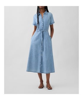 【ギャップ/GAP】のデニム ウエストタイ ミディシャツワンピース 大人の最旬トレンドファッション＆コーディネート founy(ファウニー) ファッション Fashion レディースファッション Fashion for Women ワンピース Dresses シャツワンピース / 1枚で着映えコーデ Shirt Dresses クラシック Classic, Timeless Style ストレッチ Stretch, Stretchy Fabric デニム Denim, Jeans Material フィット Fit, Slim Fit フロント Front, Front Design ボトム Bottoms, Lower Wear リボン Ribbon, Bow 半袖 Short Sleeve, Half Sleeve 楽ちん Easy Fit, Comfortable |ID:prp329100004980621