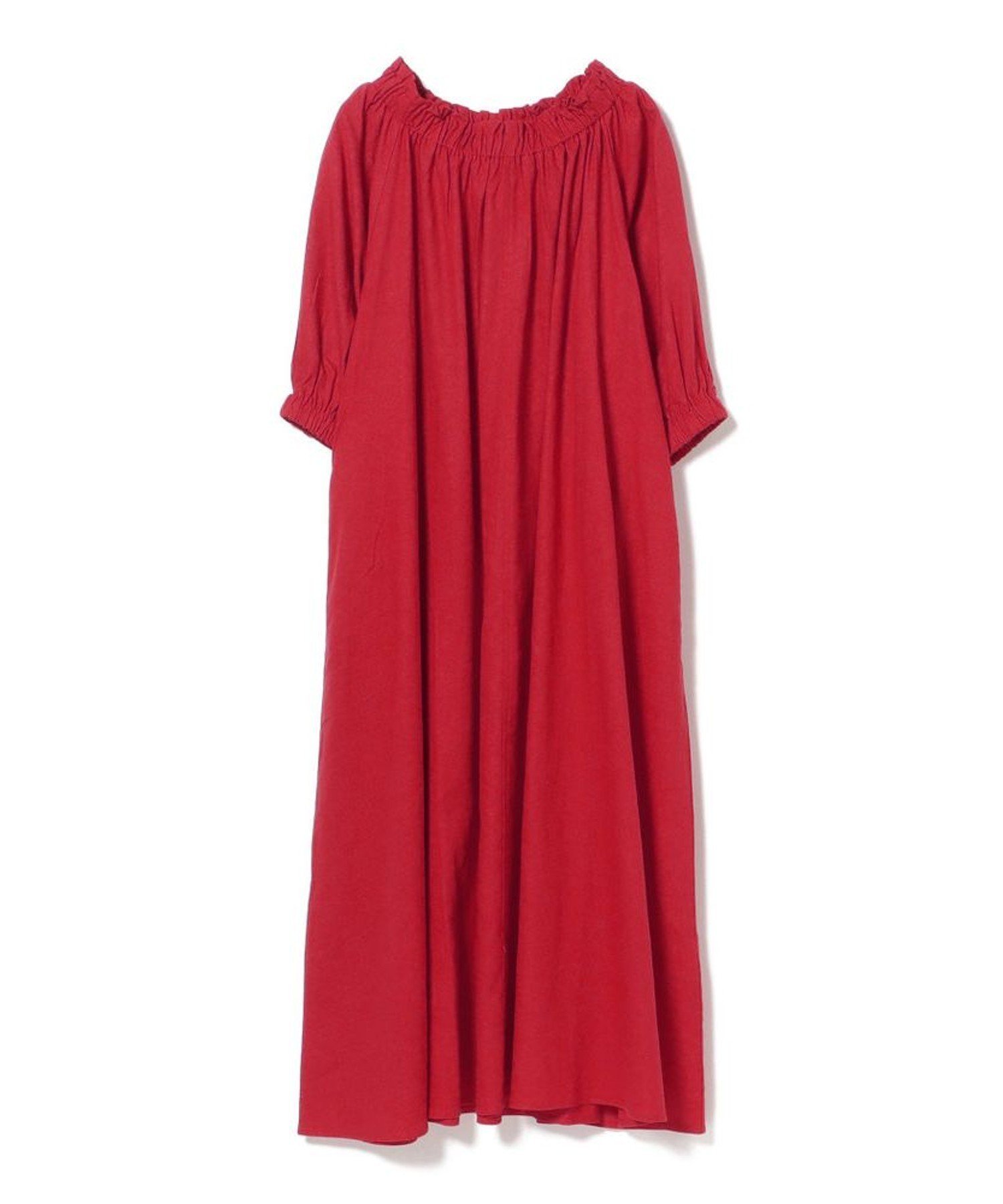 【ビームス ハート/BEAMS HEART】の麻混 オフショルダー ワンピース 26SS ウォッシャブル 旅行 インテリア・キッズ・メンズ・レディースファッション・服の通販 founy(ファウニー) 　ファッション　Fashion　レディースファッション　Fashion for Women　ワンピース　Dresses　2026年　2026　2026春夏・S/S　Spring/Summer 2026 SS26　おすすめ　Recommended / Our Picks　ウォッシャブル　Machine Washable　デコルテ　Décolleté, Neckline　デニム　Denim, Jeans Material　リゾート　Resort, Vacation Style　リネン　Linen, Linen Fabric　夏　Summer　旅行　Travel　RED|ID: prp329100004980632 ipo3291000000037318722