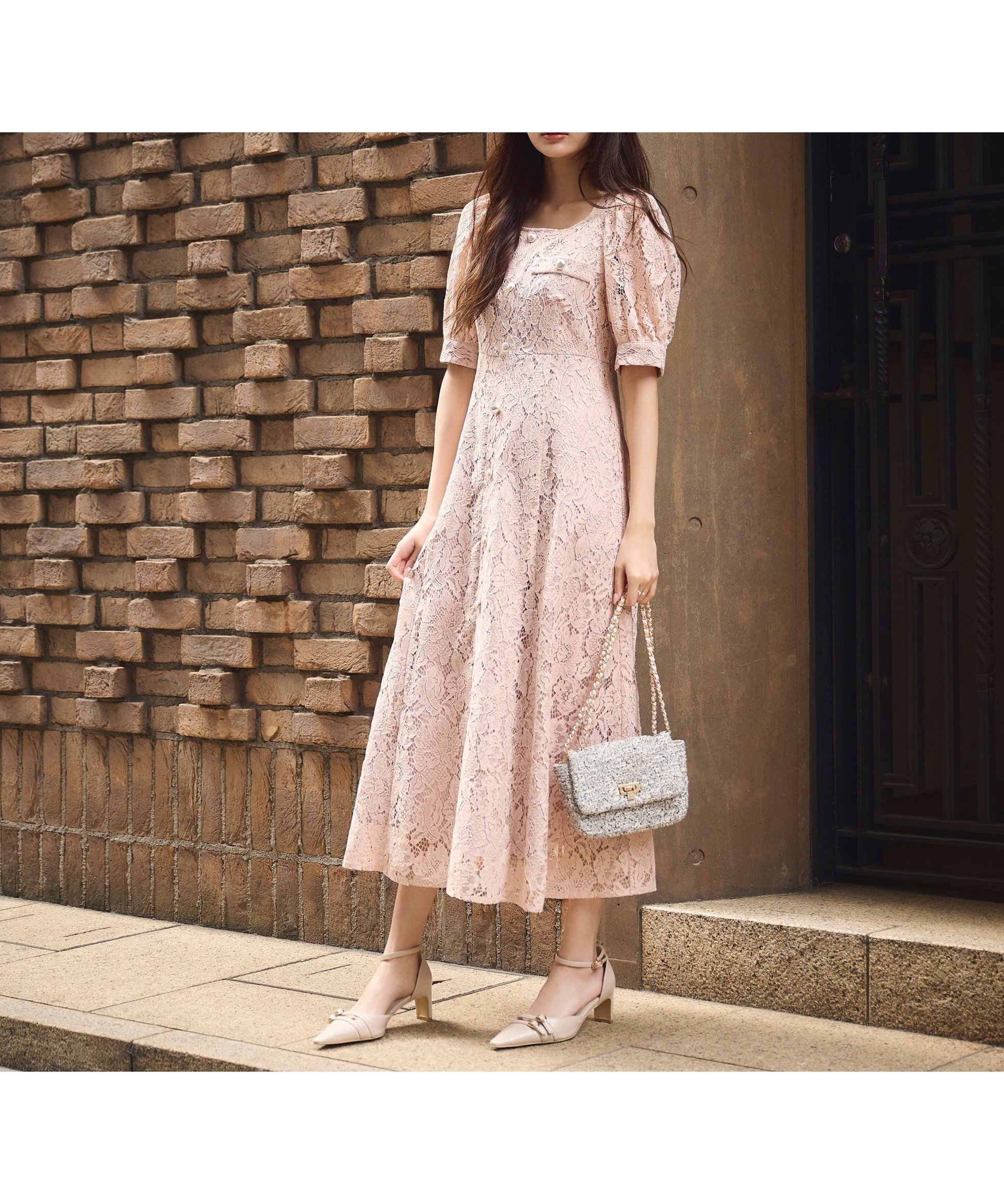 【プロポーション ボディドレッシング/PROPORTION BODY DRESSING】のフロントボタンレースワンピース 26SS 大人の最旬トレンドファッション＆コーディネート founy(ファウニー) 　ファッション　Fashion　レディースファッション　Fashion for Women　ワンピース　Dresses　2026年　2026　2026春夏・S/S　Spring/Summer 2026 SS26　インナー　Innerwear　スクエア　Square, Square Shape　フェミニン　Feminine, Girly　フロント　Front, Front Design　レース　Lace, Lace Fabric　エレガント 上品　Elegant　 other-1|ID: prp329100004980645 ipo3291000000037318765