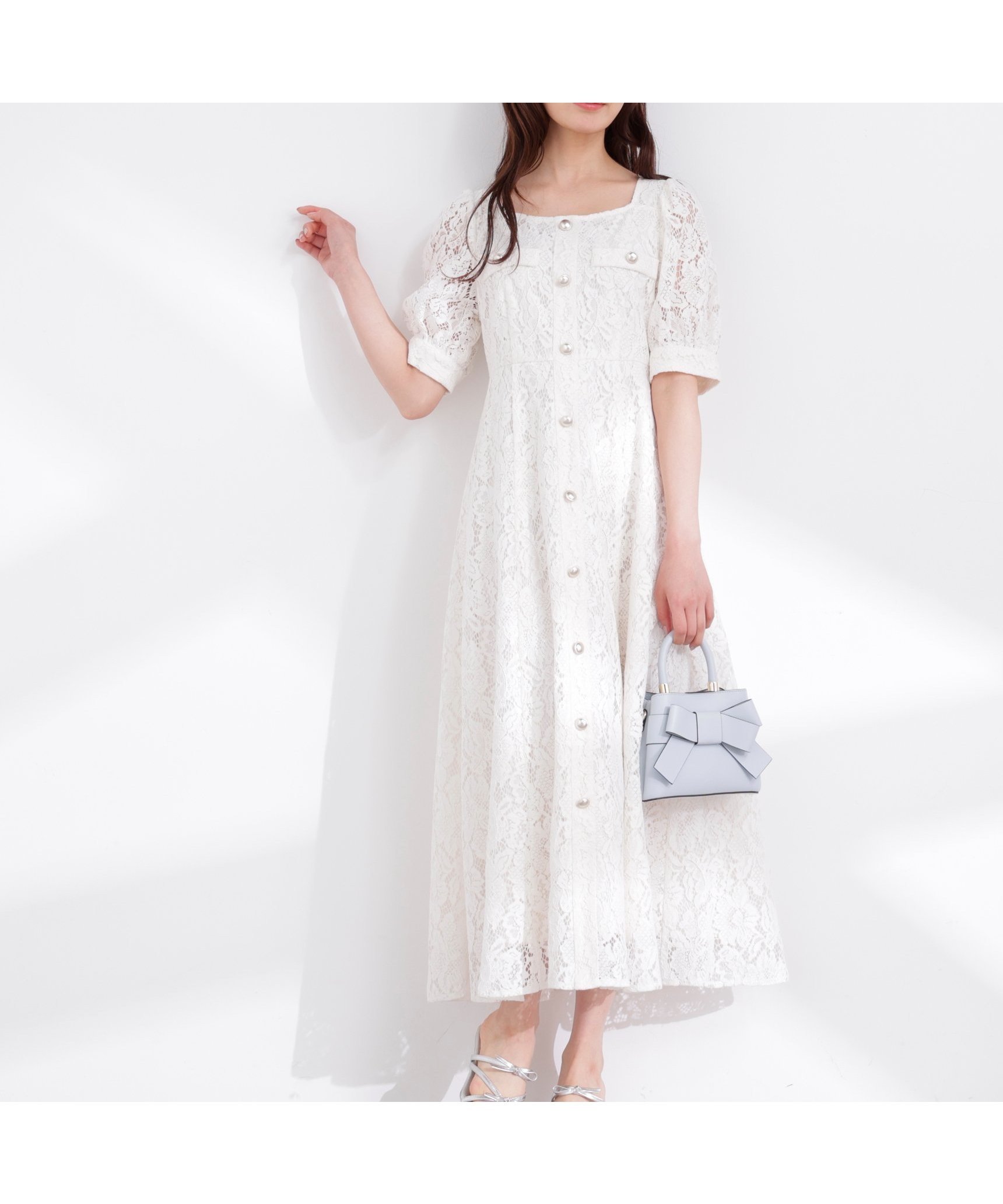 【プロポーション ボディドレッシング/PROPORTION BODY DRESSING】のフロントボタンレースワンピース 26SS インテリア・キッズ・メンズ・レディースファッション・服の通販 founy(ファウニー) 　ファッション　Fashion　レディースファッション　Fashion for Women　ワンピース　Dresses　2026年　2026　2026春夏・S/S　Spring/Summer 2026 SS26　インナー　Innerwear　スクエア　Square, Square Shape　フェミニン　Feminine, Girly　フロント　Front, Front Design　レース　Lace, Lace Fabric　エレガント 上品　Elegant　ホワイト|ID: prp329100004980645 ipo3291000000037318767