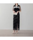 【レジャ/Leja】のレースフラワースパンコールエンブロイダリービスチェIラインワンピースドレス BLACK|ID: prp329100004980651 ipo3291000000037318791