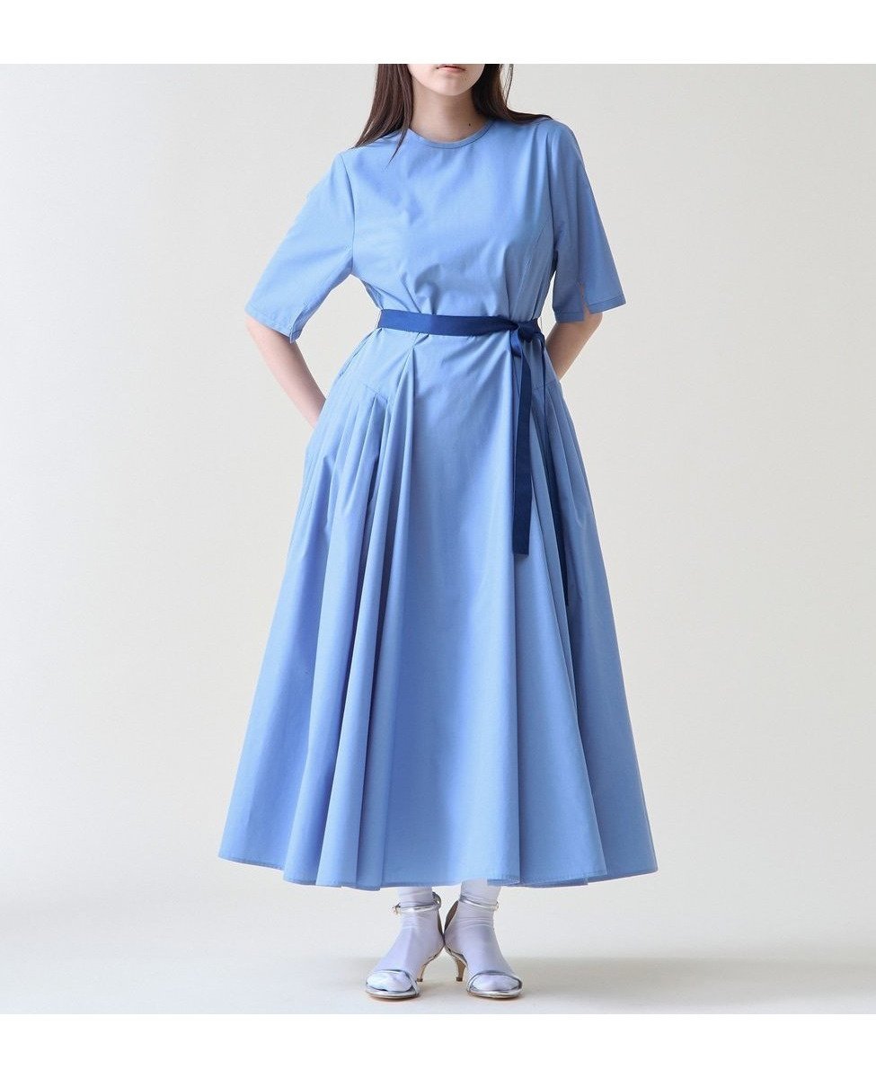【ティアラ/Tiara】のショートスリーブコットンワンピース インテリア・キッズ・メンズ・レディースファッション・服の通販 founy(ファウニー) 　ファッション　Fashion　レディースファッション　Fashion for Women　ワンピース　Dresses　クラシック　Classic, Timeless Style　コンパクト　Compact, Small Size　シャンブレー　Chambray, Denim-Like Fabric　フィット　Fit, Slim Fit　フレア　Flare, Flared　ブルー|ID: prp329100004980669 ipo3291000000037318851
