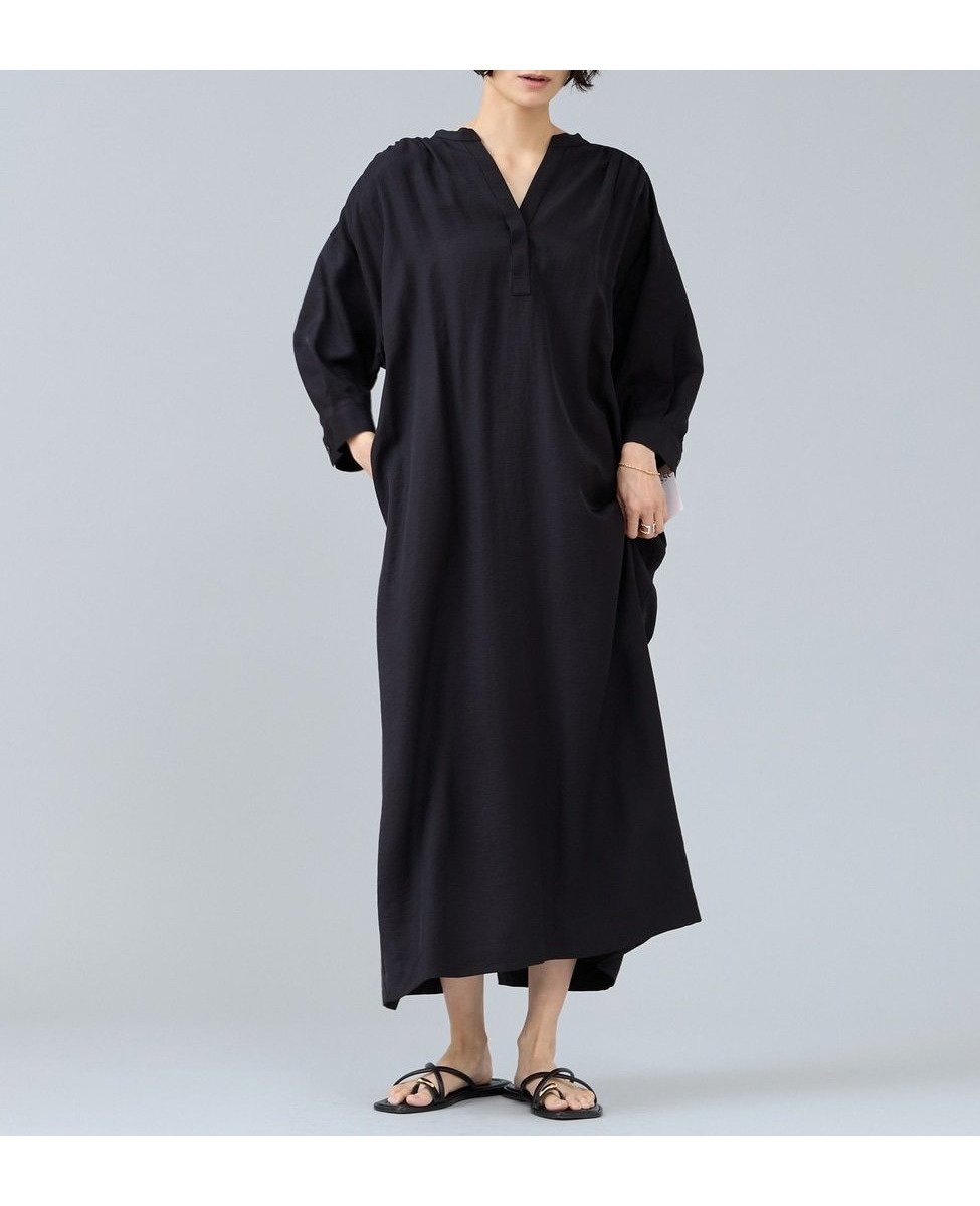 【リエス/Liesse】のバックギャザーワンピース インテリア・キッズ・メンズ・レディースファッション・服の通販 founy(ファウニー) 　ファッション　Fashion　レディースファッション　Fashion for Women　ワンピース　Dresses　ギャザー　Gathered, Ruffled　ツイル　Twist, Twisted Detail　ドレープ　Drape, Draping Fabric　メタル　Metal, Metal Parts　ロング　Long, Long-Length　ヴィンテージ　Vintage Style　エレガント 上品　Elegant　ブラック|ID: prp329100004980683 ipo3291000000037318905