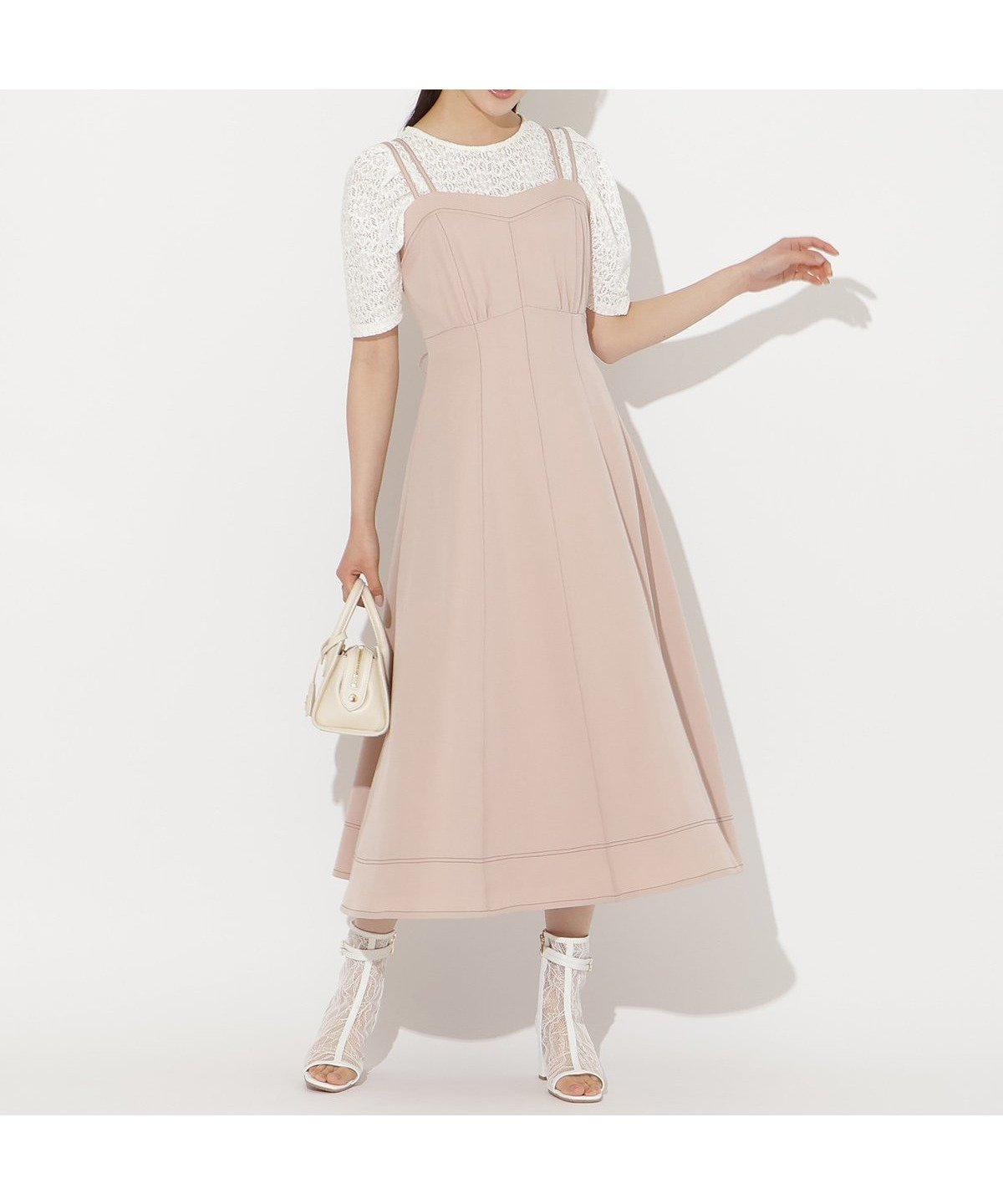 【ウィルセレクション/WILLSELECTION】のステッチデザインフレアキャミワンピース インテリア・キッズ・メンズ・レディースファッション・服の通販 founy(ファウニー) 　ファッション　Fashion　レディースファッション　Fashion for Women　ワンピース　Dresses　キャミソールワンピース　Camisole Dresses　なめらか　Smooth, Silky Texture　インナー　Innerwear　キャミソール　Camisole, Spaghetti Strap Top　シンプル　Simple, Minimal　フレア　Flare, Flared　レース　Lace, Lace Fabric　ピンク|ID: prp329100004980696 ipo3291000000037318948
