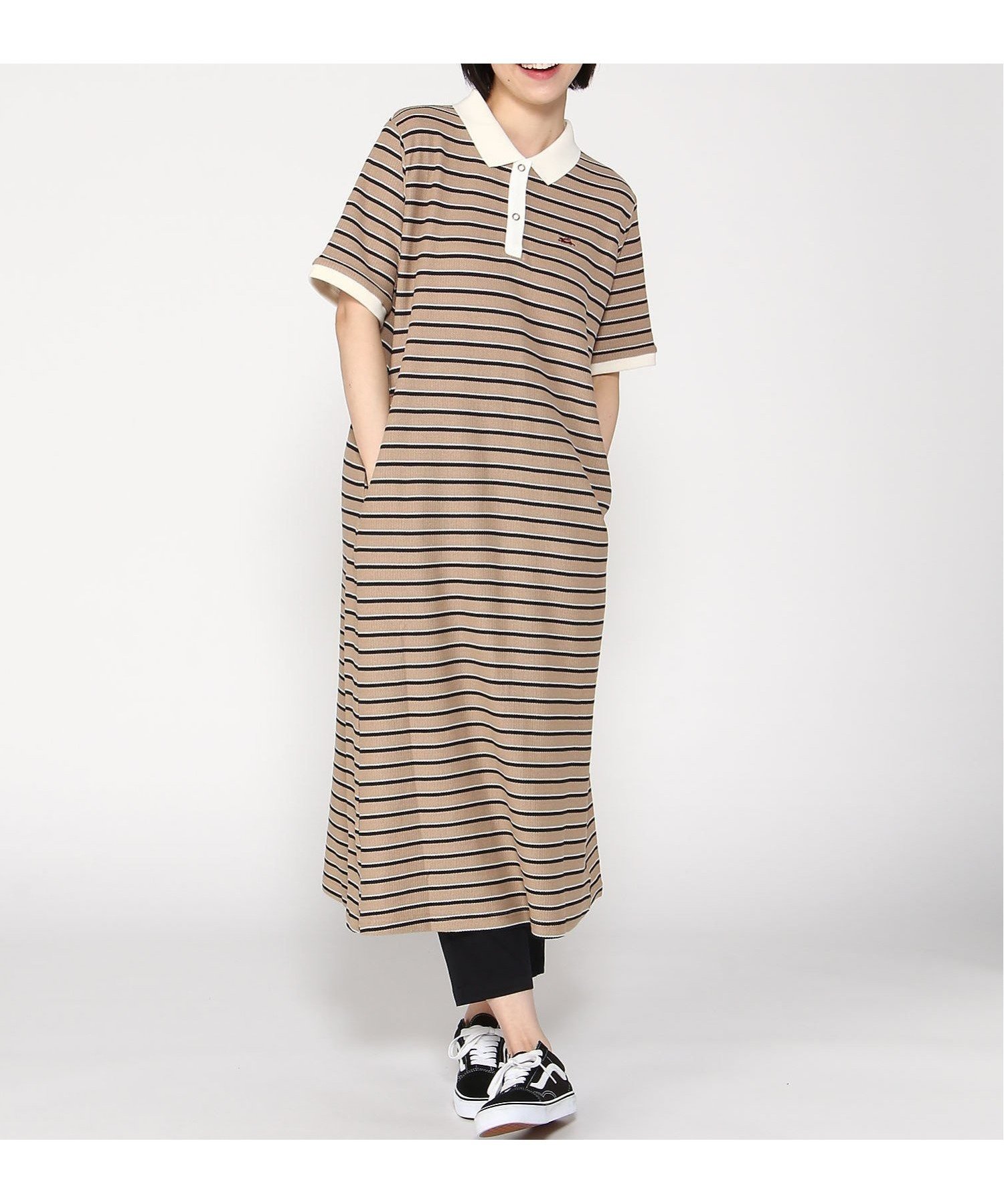 【クリフメイヤー/KRIFF MAYER】の冷感リンクスカノコポロワンピ インテリア・キッズ・メンズ・レディースファッション・服の通販 founy(ファウニー) 　ファッション　Fashion　レディースファッション　Fashion for Women　ワンピース　Dresses　アメリカン　American Style　スタンダード　Standard, Basic　ボーダー　Border, Stripe　夏　Summer　BEIGE/NAVY|ID: prp329100004980700 ipo3291000000037318968