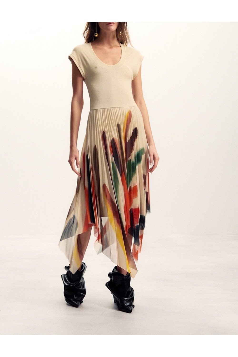 【デシグアル/Desigual】のプリーツドレス M. Christian Lacroix インテリア・キッズ・メンズ・レディースファッション・服の通販 founy(ファウニー) 　ファッション　Fashion　レディースファッション　Fashion for Women　ワンピース　Dresses　フォーマル・パーティードレス・結婚式用ドレス　Elegant & Casual Dresses　カラフル　Colorful Design　シューズ　Shoes, Footwear　デニム　Denim, Jeans Material　ドレス　Dress, One-Piece　パターン　Pattern, Design Print　パッチワーク　Patchwork, Mixed Fabric　プリント　Print, Printed Pattern　プリーツ　Pleats, Pleated　メンズ　Men's, Menswear　ホワイト/1001|ID: prp329100004980703 ipo3291000000037318982