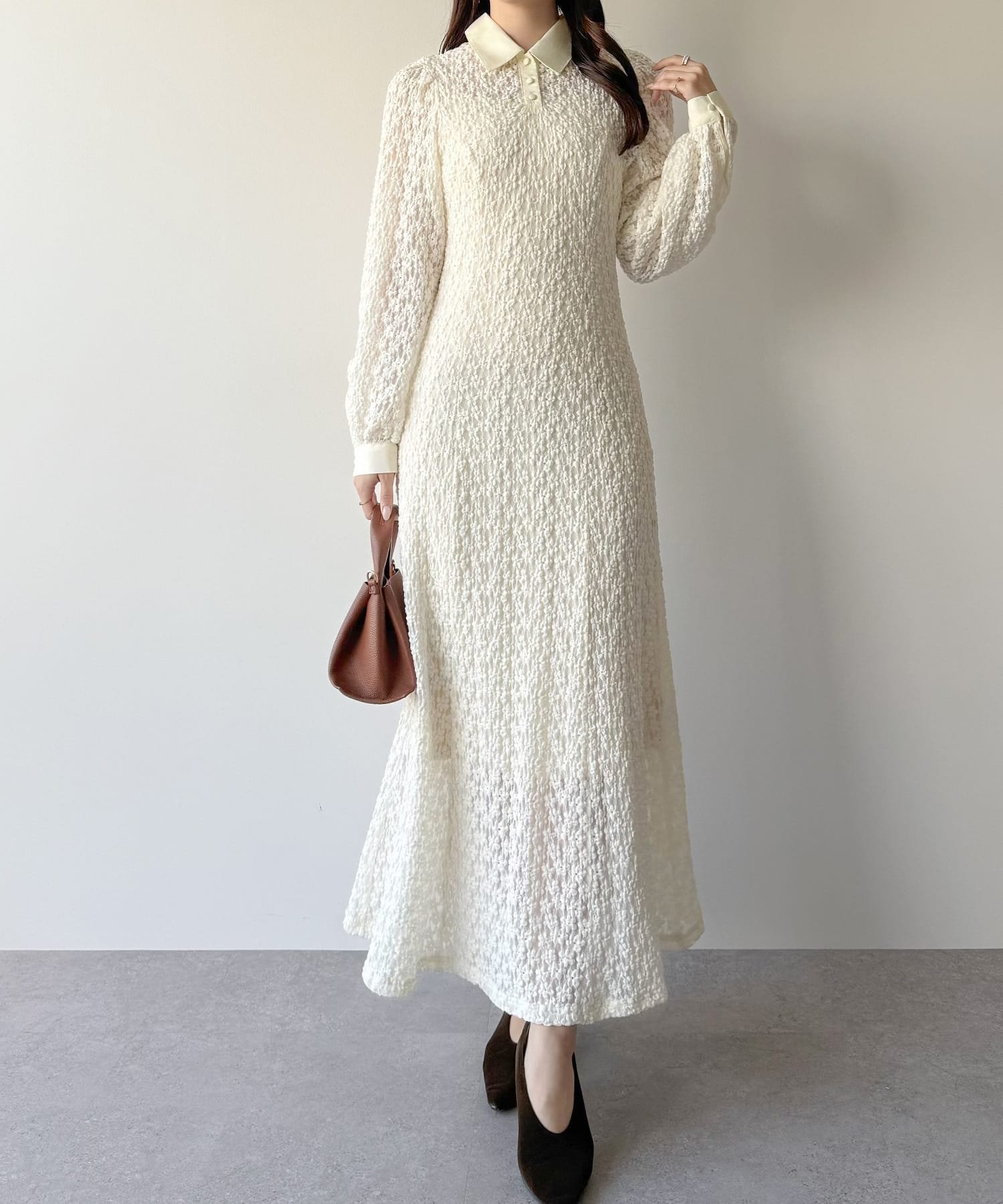 【ジュノア/JUNOAH】のmipiarl レースポロワンピース(ぺチワンピースセット) インテリア・キッズ・メンズ・レディースファッション・服の通販 founy(ファウニー) 　ファッション　Fashion　レディースファッション　Fashion for Women　ワンピース　Dresses　アイボリー|ID: prp329100004980708 ipo3291000000037318999