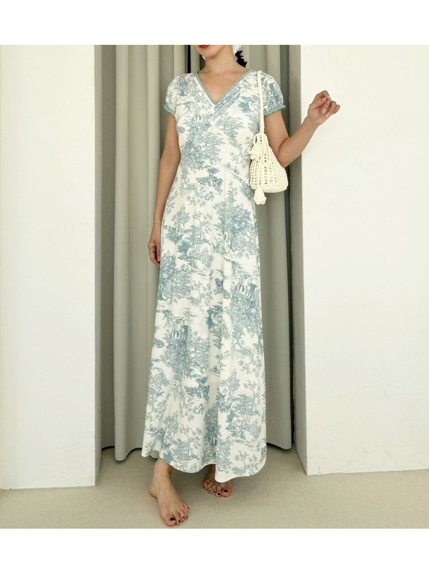 【スナイデル ホーム/SNIDEL HOME】の【Moilis】ワンピース インテリア・キッズ・メンズ・レディースファッション・服の通販 founy(ファウニー) 　ファッション　Fashion　レディースファッション　Fashion for Women　ワンピース　Dresses　なめらか　Smooth, Silky Texture　ギンガム　Gingham, Gingham Fabric　スマート　Smart, Elegant　スリーブ　Sleeve, Long Sleeve / Short Sleeve　チェック　Check, Plaid, Tartan　フラワー　Flower, Floral　リボン　Ribbon, Bow　レース　Lace, Lace Fabric　SAX[083]|ID: prp329100004980709 ipo3291000000037319001