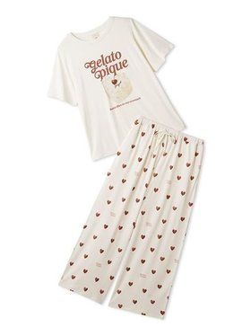 【ジェラート ピケ/gelato pique】の【ONLINE限定】【接触冷感】ケーキワンポイントTシャツ ハート柄ロングパンツセット 大人の最旬トレンドファッション＆コーディネート founy(ファウニー) ファッション Fashion レディースファッション Fashion for Women パンツ Pants & Trousers スマート Smart, Elegant セットアップ Set-Up, Coordinated Outfit なめらか Smooth, Silky Texture プリント Print, Printed Pattern ポケット Pocket, Pocket Detail モチーフ Motif, Design Theme ロング Long, Long-Length ワンポイント One Point, Statement Accent おすすめ Recommended / Our Picks ギフト プレゼント Gift / Present |ID:prp329100004980747