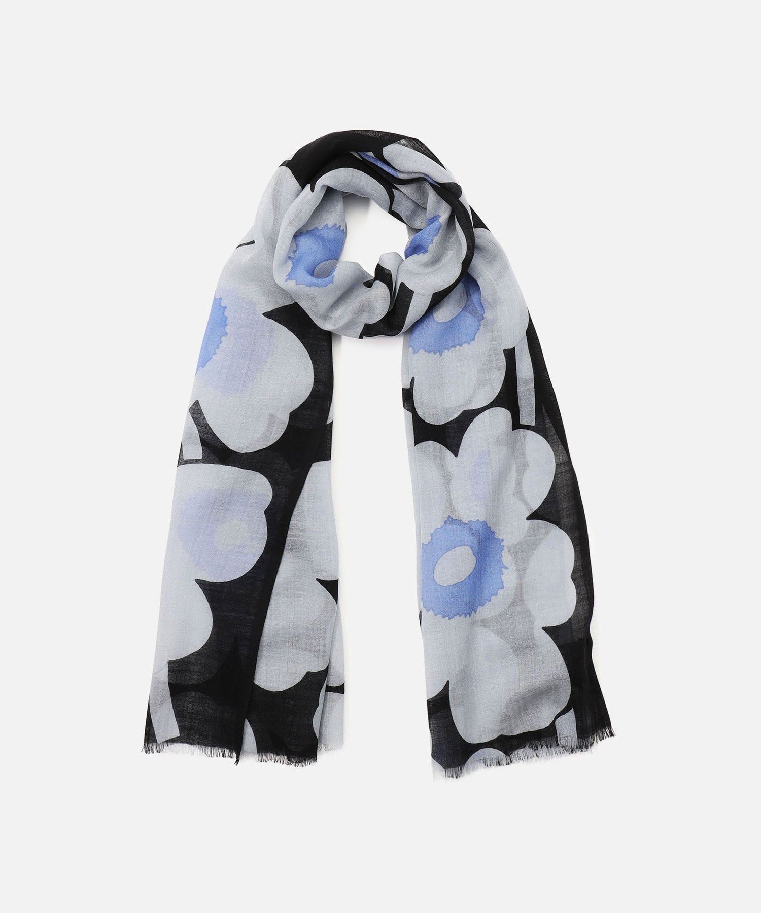【マリメッコ/marimekko】のFiore Unikko スカーフ インテリア・キッズ・メンズ・レディースファッション・服の通販 founy(ファウニー) 　ファッション　Fashion　レディースファッション　Fashion for Women　シンプル　Simple, Minimal　スカーフ　Scarf, Neckwear　ライトブルー×ブラック|ID: prp329100004980941 ipo3291000000037319946