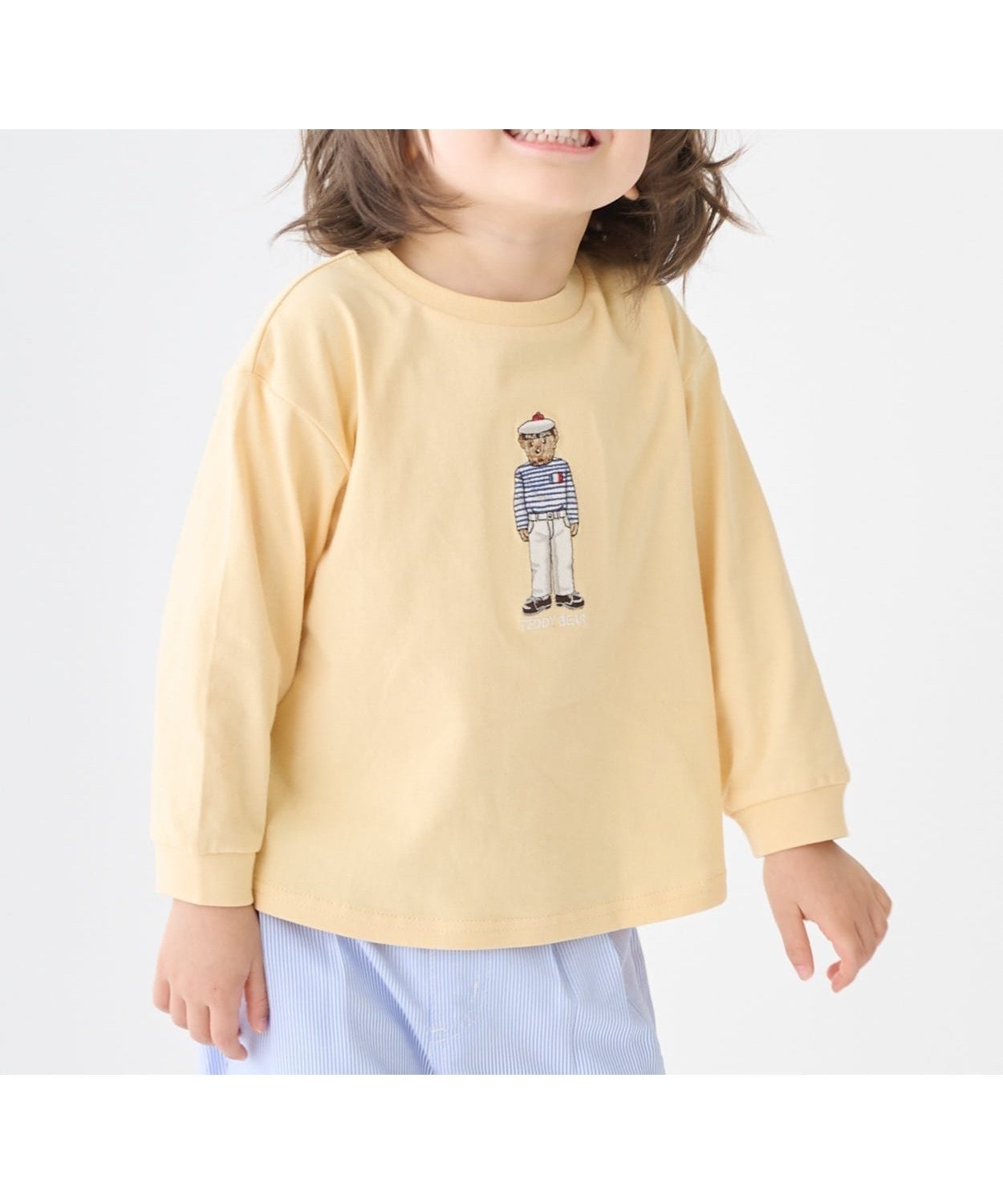 【ナルミヤ オンライン/NARUMIYA ONELINE / KIDS】の【TeddyBear】刺しゅう長袖Tシャツ インテリア・キッズ・メンズ・レディースファッション・服の通販 founy(ファウニー) 　ファッション　Fashion　キッズファッション　Fashion for Kids　おすすめ　Recommended / Our Picks　デニム　Denim, Jeans Material　ボトム　Bottoms, Lower Wear　ポケット　Pocket, Pocket Detail　モチーフ　Motif, Design Theme　長袖　Long Sleeve, Full Sleeve　クリーム|ID: prp329100004981055 ipo3291000000037320292
