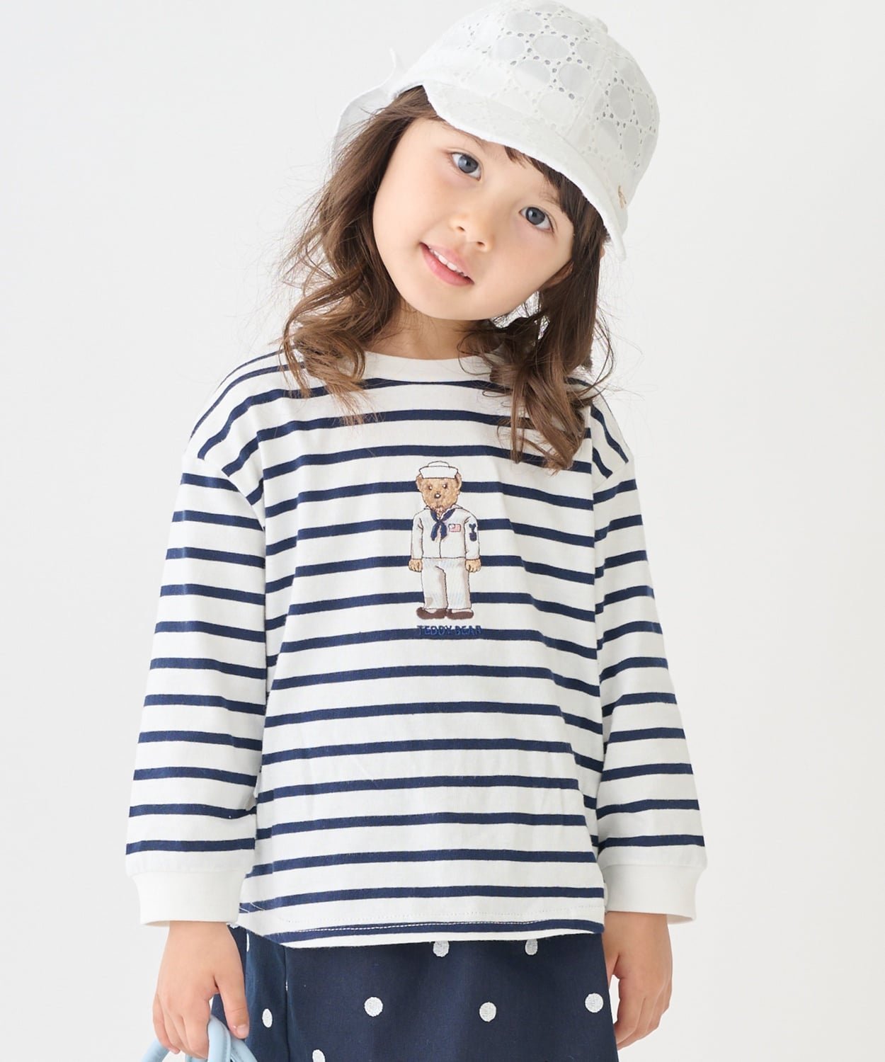【ナルミヤ オンライン/NARUMIYA ONELINE / KIDS】の【TeddyBear】刺しゅう長袖Tシャツ インテリア・キッズ・メンズ・レディースファッション・服の通販 founy(ファウニー) 　ファッション　Fashion　キッズファッション　Fashion for Kids　おすすめ　Recommended / Our Picks　デニム　Denim, Jeans Material　ボトム　Bottoms, Lower Wear　ポケット　Pocket, Pocket Detail　モチーフ　Motif, Design Theme　長袖　Long Sleeve, Full Sleeve　オフ ホワイト|ID: prp329100004981055 ipo3291000000037320293