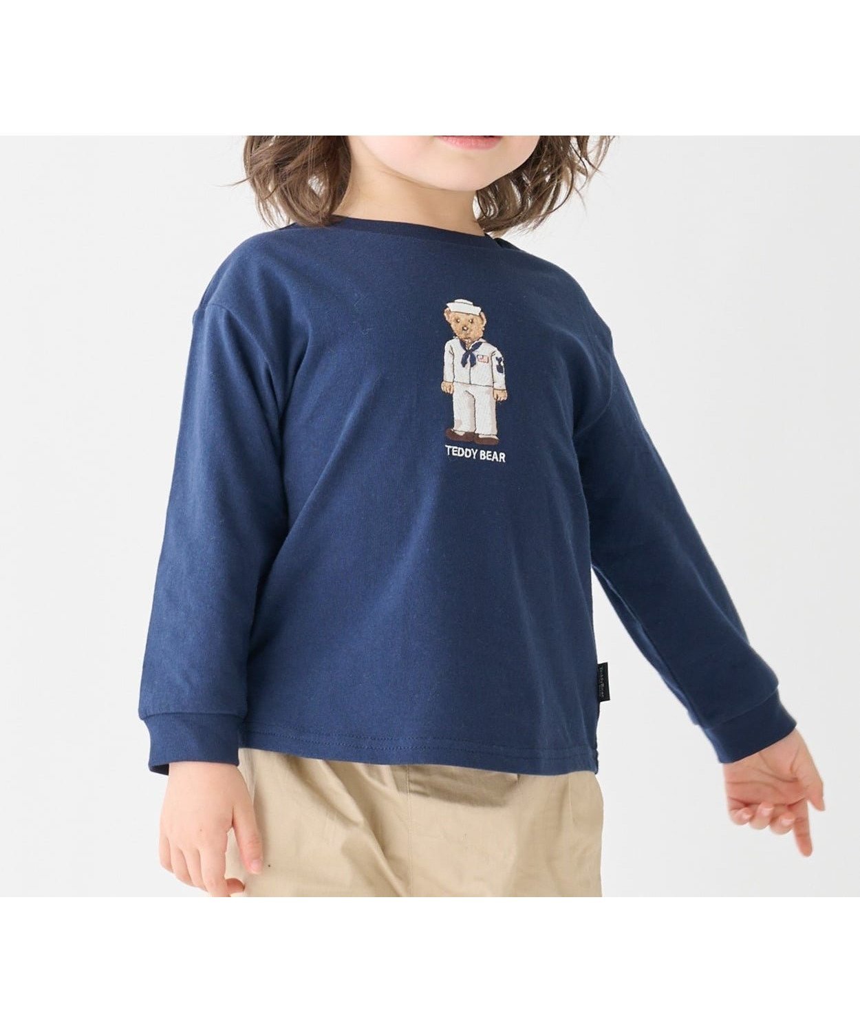 【ナルミヤ オンライン/NARUMIYA ONELINE / KIDS】の【TeddyBear】刺しゅう長袖Tシャツ インテリア・キッズ・メンズ・レディースファッション・服の通販 founy(ファウニー) 　ファッション　Fashion　キッズファッション　Fashion for Kids　おすすめ　Recommended / Our Picks　デニム　Denim, Jeans Material　ボトム　Bottoms, Lower Wear　ポケット　Pocket, Pocket Detail　モチーフ　Motif, Design Theme　長袖　Long Sleeve, Full Sleeve　紺|ID: prp329100004981055 ipo3291000000037320294