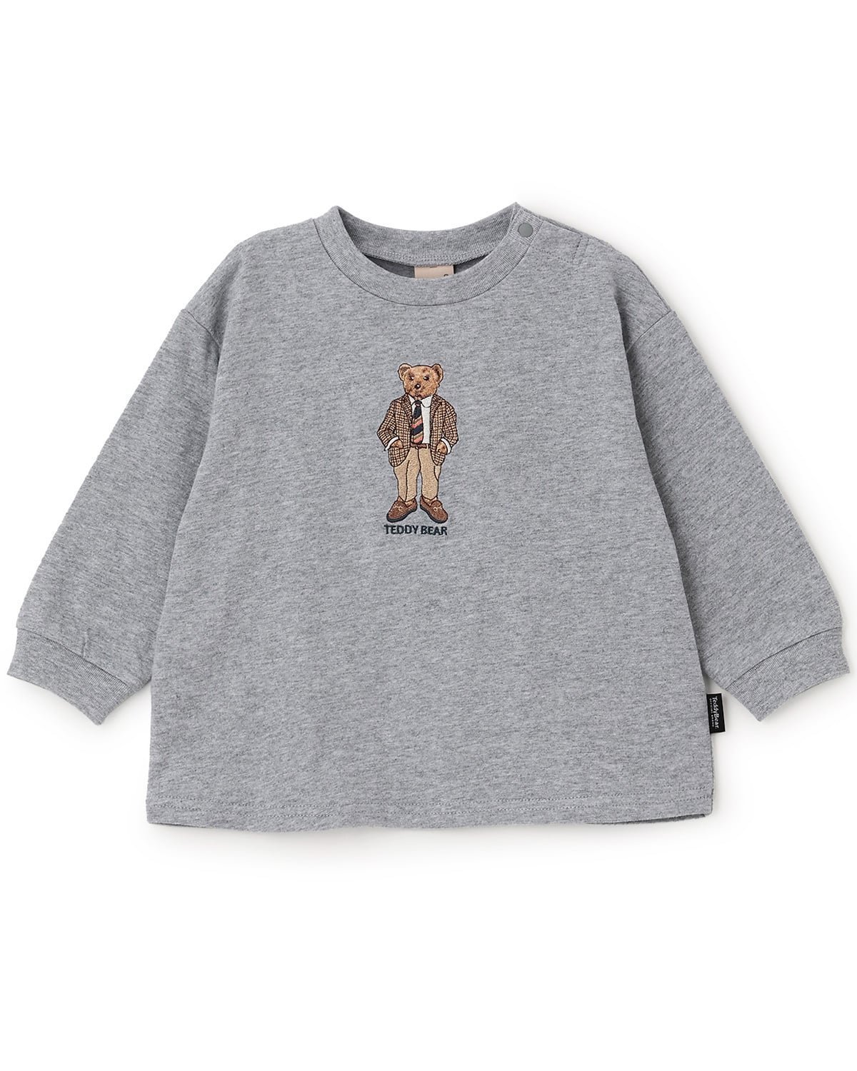 【ナルミヤ オンライン/NARUMIYA ONELINE / KIDS】の【TeddyBear】刺しゅう長袖Tシャツ インテリア・キッズ・メンズ・レディースファッション・服の通販 founy(ファウニー) 　ファッション　Fashion　キッズファッション　Fashion for Kids　おすすめ　Recommended / Our Picks　デニム　Denim, Jeans Material　ボトム　Bottoms, Lower Wear　ポケット　Pocket, Pocket Detail　モチーフ　Motif, Design Theme　長袖　Long Sleeve, Full Sleeve　トップ グレー|ID: prp329100004981055 ipo3291000000037320296
