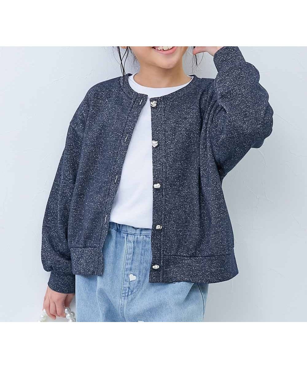 【デビロック/devirock / KIDS】のハートボタン付き きらめくラメミニ裏毛 カーディガン 子供服 キッズ 女の子 26SS 大人の最旬トレンドファッション＆コーディネート founy(ファウニー) 　ファッション　Fashion　キッズファッション　Fashion for Kids　カーディガン　Cardigan, Knitwear　ガーリー　Girly, Feminine Style　シンプル　Simple, Minimal　デニム　Denim, Jeans Material　フォーマル　Formal, Dressy　おすすめ　Recommended / Our Picks　2026年　2026　2026春夏・S/S　Spring/Summer 2026 SS26　 other-1|ID: prp329100004981076 ipo3291000000037320436