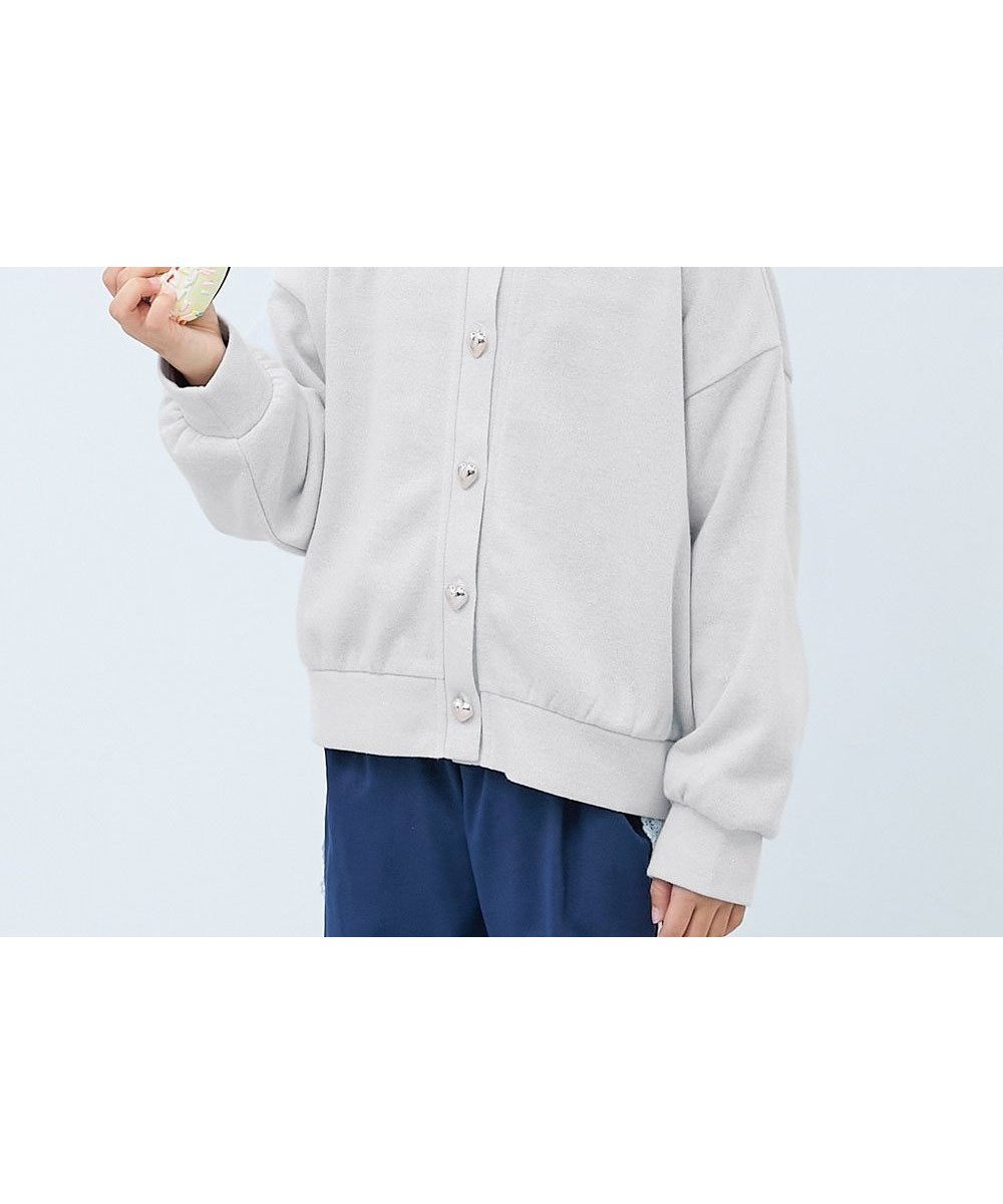 【デビロック/devirock / KIDS】のハートボタン付き きらめくラメミニ裏毛 カーディガン 子供服 キッズ 女の子 26SS インテリア・キッズ・メンズ・レディースファッション・服の通販 founy(ファウニー) 　ファッション　Fashion　キッズファッション　Fashion for Kids　カーディガン　Cardigan, Knitwear　ガーリー　Girly, Feminine Style　シンプル　Simple, Minimal　デニム　Denim, Jeans Material　フォーマル　Formal, Dressy　おすすめ　Recommended / Our Picks　2026年　2026　2026春夏・S/S　Spring/Summer 2026 SS26　001-ハート-ホワイト|ID: prp329100004981076 ipo3291000000037320438
