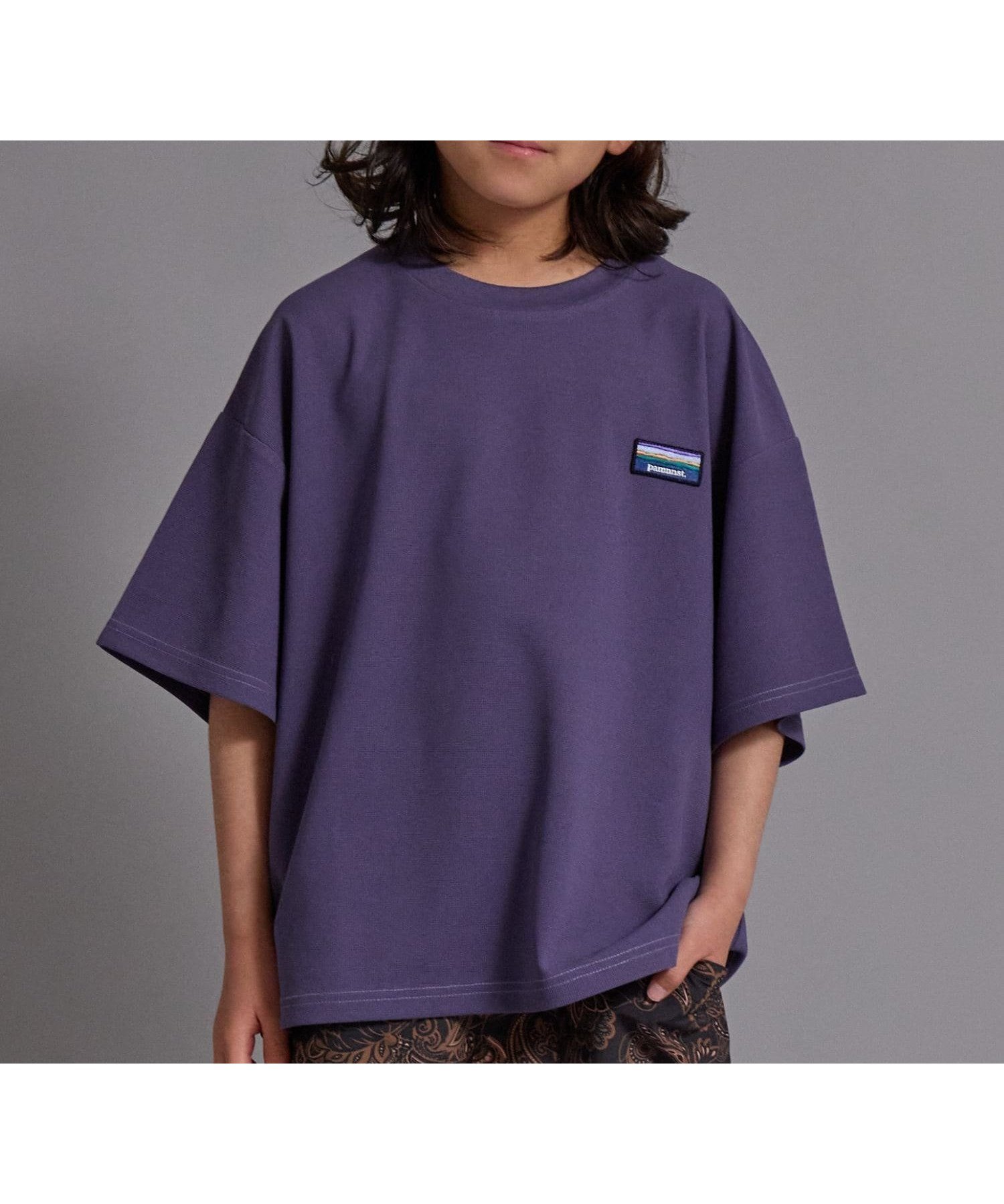 【ペアマノン/pairmanon / KIDS】の【マルチファンクション】接触冷感 刺繍 シンプル 半袖 Tシャツ【PAIRMANON STREET】 インテリア・キッズ・メンズ・レディースファッション・服の通販 founy(ファウニー) 　ファッション　Fashion　キッズファッション　Fashion for Kids　カットソー　Cut and Sewn Top　吸水　Absorbent, Quick-Dry　シンプル　Simple, Minimal　定番　Standard, Basic Item　ボックス　Boxy, Box Shape　半袖　Short Sleeve, Half Sleeve　ワッフル　Waffle, Waffle Knit　パープル90|ID: prp329100004981099 ipo3291000000037320562