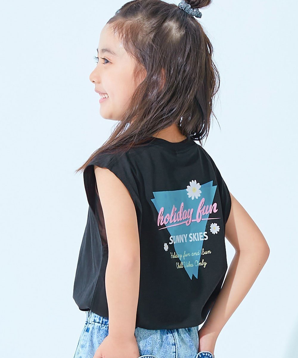 【デビロック/devirock / KIDS】の【ひやシャリ】接触冷感 デビラボ BIGシルエット プリントタンクトップ 子供服 26SS インテリア・キッズ・メンズ・レディースファッション・服の通販 founy(ファウニー) 　ファッション　Fashion　キッズファッション　Fashion for Kids　タンク　Tank Top, Sleeveless Top　人気　Popular, Best Seller　プリント　Print, Printed Pattern　夏　Summer　2026年　2026　2026春夏・S/S　Spring/Summer 2026 SS26　007-フラワーロゴ-ブラック|ID: prp329100004981111 ipo3291000000037320623