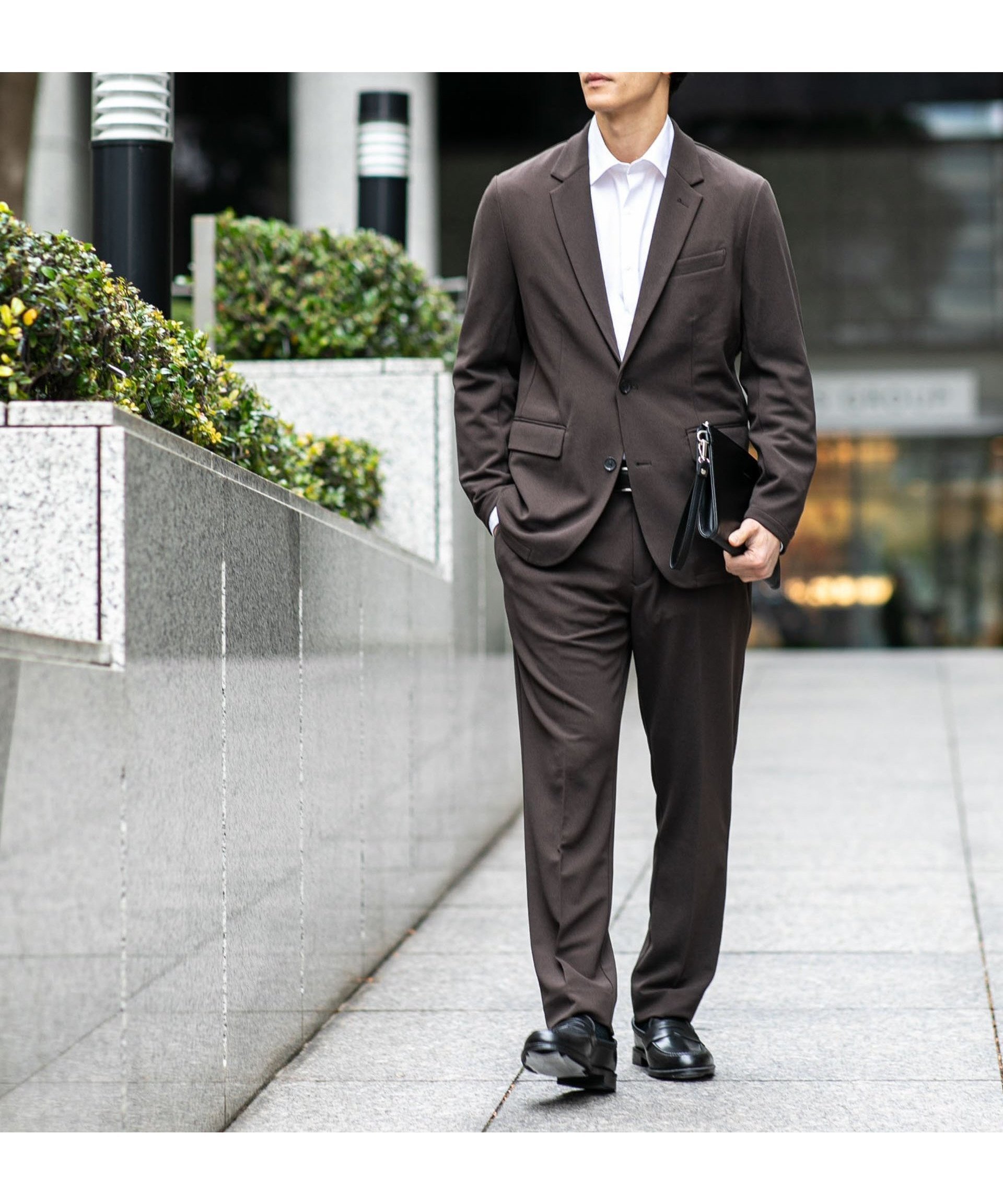 【ナノ ユニバース/nano universe / MEN】の『Begin 5月号掲載 XLサイズ追加』「Damerino Pack」for Jet Setter ブークレージャージセットアップ インテリア・キッズ・メンズ・レディースファッション・服の通販 founy(ファウニー) 　ファッション　Fashion　メンズファッション　Fashion for Men　セットアップ　Matching Sets　インナー　Innerwear　5月号　May Issue　カットソー　Cut and Sewn Top　ジャケット　Jacket, Outerwear　ストレッチ　Stretch, Stretchy Fabric　スーツ　Suit, Formalwear　セットアップ　Set-Up, Coordinated Outfit　雑誌　Magazine, Fashion Magazine　定番　Standard, Basic Item　フォーマル　Formal, Dressy　フラップ　Flap, Flap Pocket　ベーシック　Basic, Essential　ボトム　Bottoms, Lower Wear　ポケット　Pocket, Pocket Detail　おすすめ　Recommended / Our Picks　エレガント 上品　Elegant　ビジネス 仕事 通勤　Business / Work / Commuting　2026年　2026　2026春夏・S/S　Spring/Summer 2026 SS26　ブラウン|ID: prp329100004981140 ipo3291000000037320795