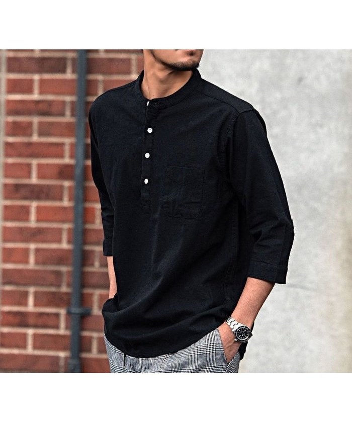 【シルバーバレット/SILVER BULLET / MEN】のCavariA パナマバンドカラーカプリ7分袖シャツ インテリア・キッズ・メンズ・レディースファッション・服の通販 founy(ファウニー) https://founy.com/ ファッション Fashion メンズファッション Fashion for Men リゾート Resort, Vacation Style リラックス Relax, Relaxed Fit |ID: prp329100004981173 ipo3291000000037320957
