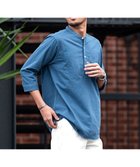 【シルバーバレット/SILVER BULLET / MEN】のCavariA パナマバンドカラーカプリ7分袖シャツ BLU|ID: prp329100004981173 ipo3291000000037320959