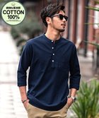 【シルバーバレット/SILVER BULLET / MEN】のCavariA パナマバンドカラーカプリ7分袖シャツ NAVY|ID: prp329100004981173 ipo3291000000037320962