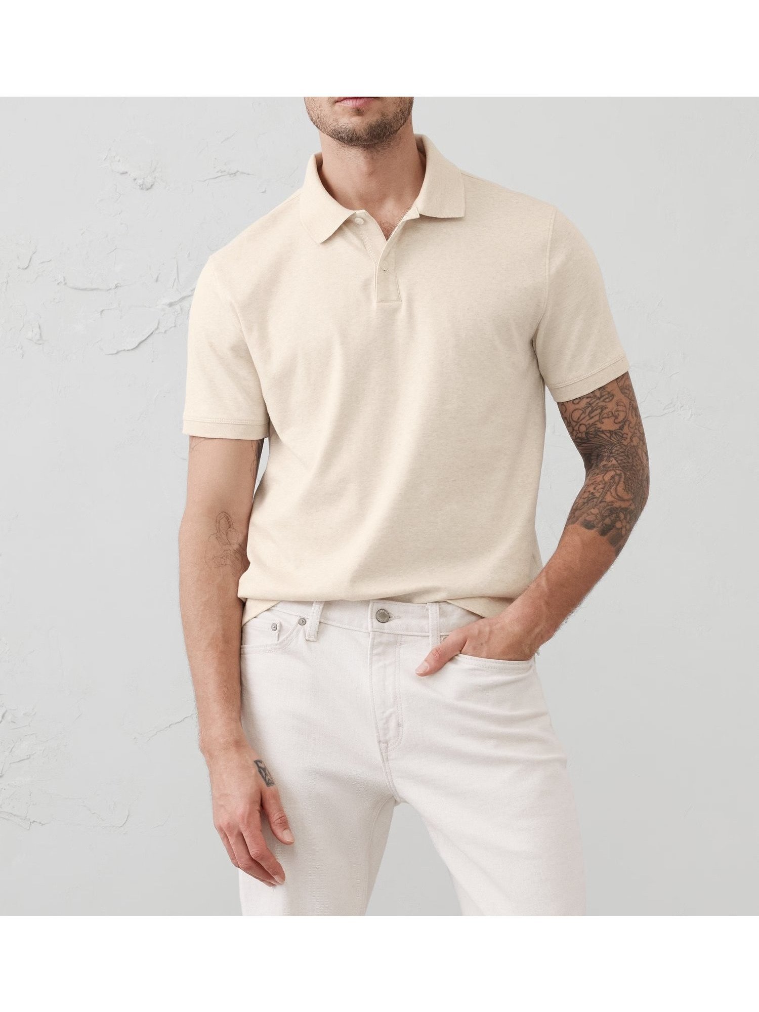 【バナナリパブリック ファクトリーストア/BANANA REPUBLIC FACTORY STORE / MEN】のBANANA REPUBLIC FACTORY STORE LUXE TOUCH ポロシャツ インテリア・キッズ・メンズ・レディースファッション・服の通販 founy(ファウニー) 　ファッション　Fashion　メンズファッション　Fashion for Men　ポロシャツ　Polo Shirt, Collared Tee　定番　Standard, Basic Item　OATMEAL HEATHER|ID: prp329100004981180 ipo3291000000037321016
