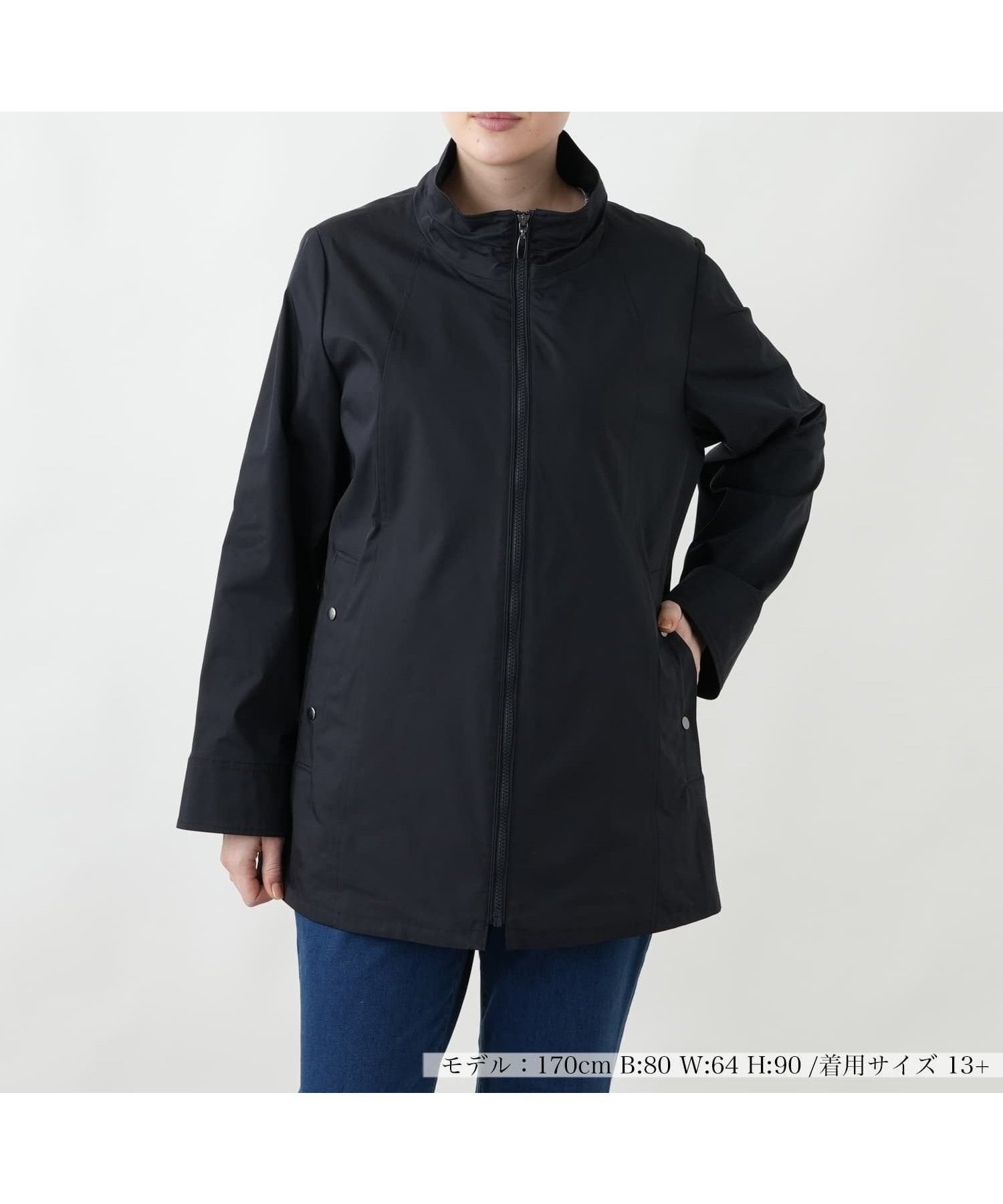 【レリアンプラスハウス/Leilian PLUS HOUSE】の【はっ水】コート インテリア・キッズ・メンズ・レディースファッション・服の通販 founy(ファウニー) 　ファッション　Fashion　レディースファッション　Fashion for Women　アウター　Coat / Outerwear Collection　コート・ロングコート・ピーコート　Long Coats, Peacoats & More　スタンド　Stand Collar, Upright Stand　タフタ　Taffeta, Structured Fabric　ポケット　Pocket, Pocket Detail　エレガント 上品　Elegant　夏　Summer　ネイビー|ID: prp329100004981247 ipo3291000000037321382