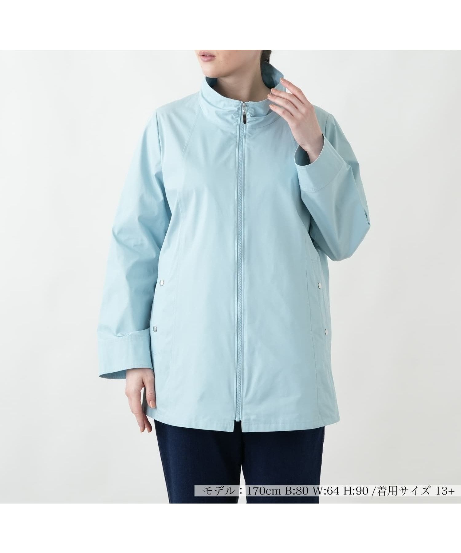 【レリアンプラスハウス/Leilian PLUS HOUSE】の【はっ水】コート インテリア・キッズ・メンズ・レディースファッション・服の通販 founy(ファウニー) 　ファッション　Fashion　レディースファッション　Fashion for Women　アウター　Coat / Outerwear Collection　コート・ロングコート・ピーコート　Long Coats, Peacoats & More　スタンド　Stand Collar, Upright Stand　タフタ　Taffeta, Structured Fabric　ポケット　Pocket, Pocket Detail　エレガント 上品　Elegant　夏　Summer　グリーン|ID: prp329100004981247 ipo3291000000037321383