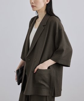 【サロン アダム エ ロペ/SALON adam et rope'】の【WEB限定】リネンライクハーフスリーブジャケット / セットアップ対応 大人の最旬トレンドファッション＆コーディネート founy(ファウニー) ファッション Fashion レディースファッション Fashion for Women アウター Coat / Outerwear Collection レディースジャケット・軽アウター Jackets サンダル Sandals, Summer Shoes シューズ Shoes, Footwear ジャケット Jacket, Outerwear スリット Slit, Slit Detail スリーブ Sleeve, Long Sleeve / Short Sleeve セットアップ Set-Up, Coordinated Outfit タンク Tank Top, Sleeveless Top デニム Denim, Jeans Material ハーフ Half, Half-Length フラット Flat, Flat Shoes ポケット Pocket, Pocket Detail リネン Linen, Linen Fabric ワイド Wide, Wide Fit おすすめ Recommended / Our Picks ビジネス 仕事 通勤 Business / Work / Commuting |ID:prp329100004981257