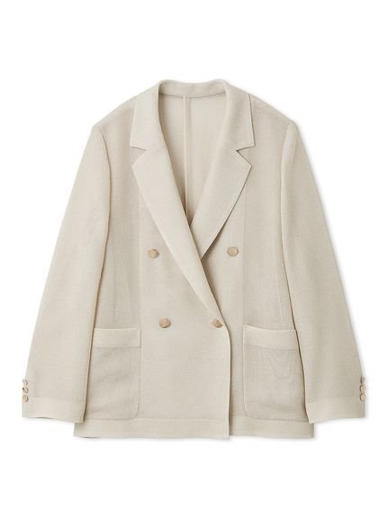 【フレイ アイディー/FRAY I.D】のダブルブレストカラミジャケット インテリア・キッズ・メンズ・レディースファッション・服の通販 founy(ファウニー) 　ファッション　Fashion　レディースファッション　Fashion for Women　アウター　Coat / Outerwear Collection　レディースジャケット・軽アウター　Jackets　春　Spring　クラシカル　Classical, Vintage-Inspired　シャンブレー　Chambray, Denim-Like Fabric　ショルダー　Shoulder, Shoulder Strap　ジャケット　Jacket, Outerwear　スマート　Smart, Elegant　ダブル　Double, Double-Breasted　デニム　Denim, Jeans Material　ドロップ　Drop Shoulder, Dropped Style　フロント　Front, Front Design　マニッシュ　Mannish, Boyish　メタル　Metal, Metal Parts　モノトーン　Monotone, Black and White　リボン　Ribbon, Bow　S/S・春夏　SS, Spring/Summer, Warm Season　おすすめ　Recommended / Our Picks　夏　Summer　エレガント 上品　Elegant　IVR[003]|ID: prp329100004981291 ipo3291000000037321531